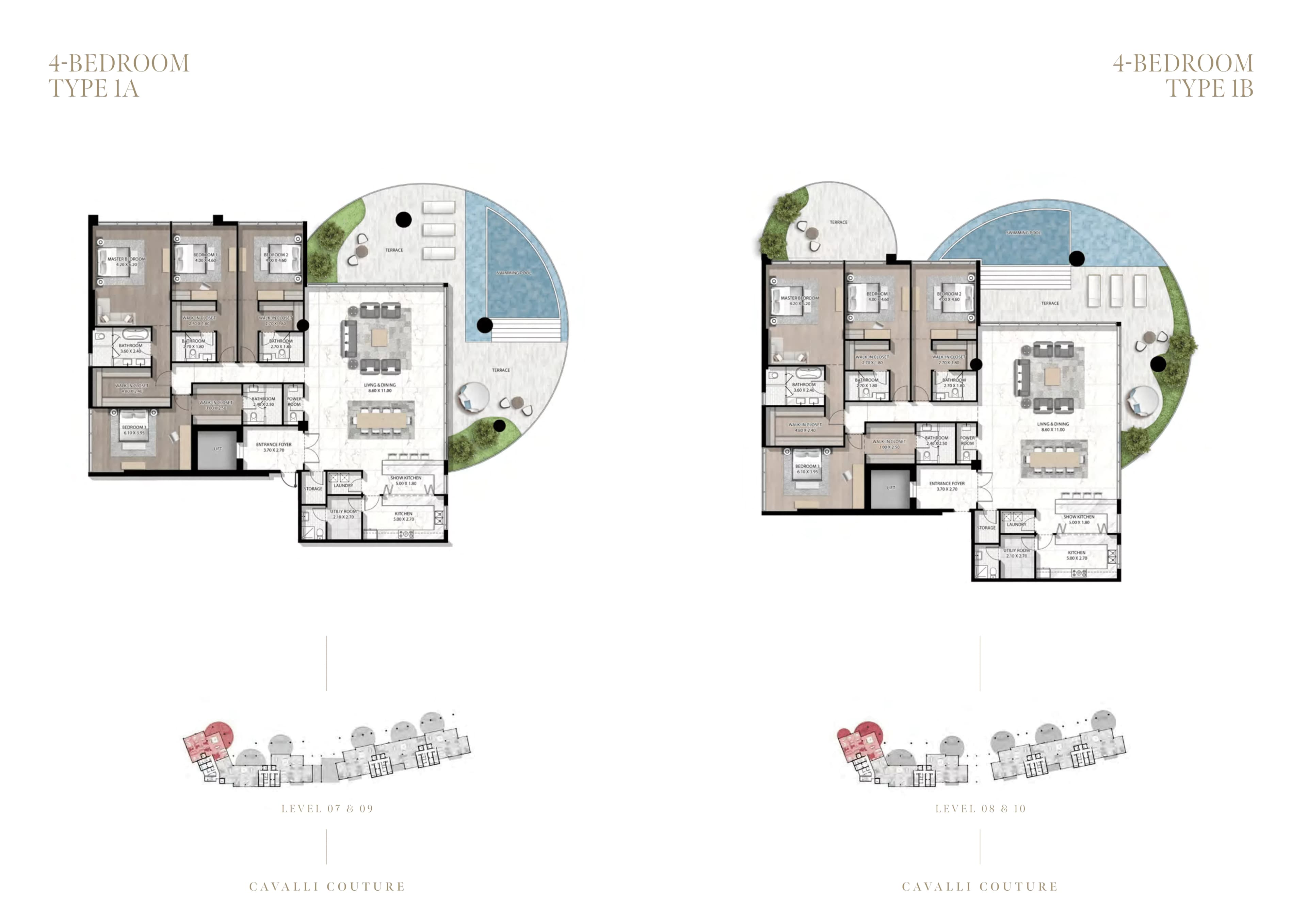 Cavalli Couture - Tower 1, 4-Bed Floor Plan, type: