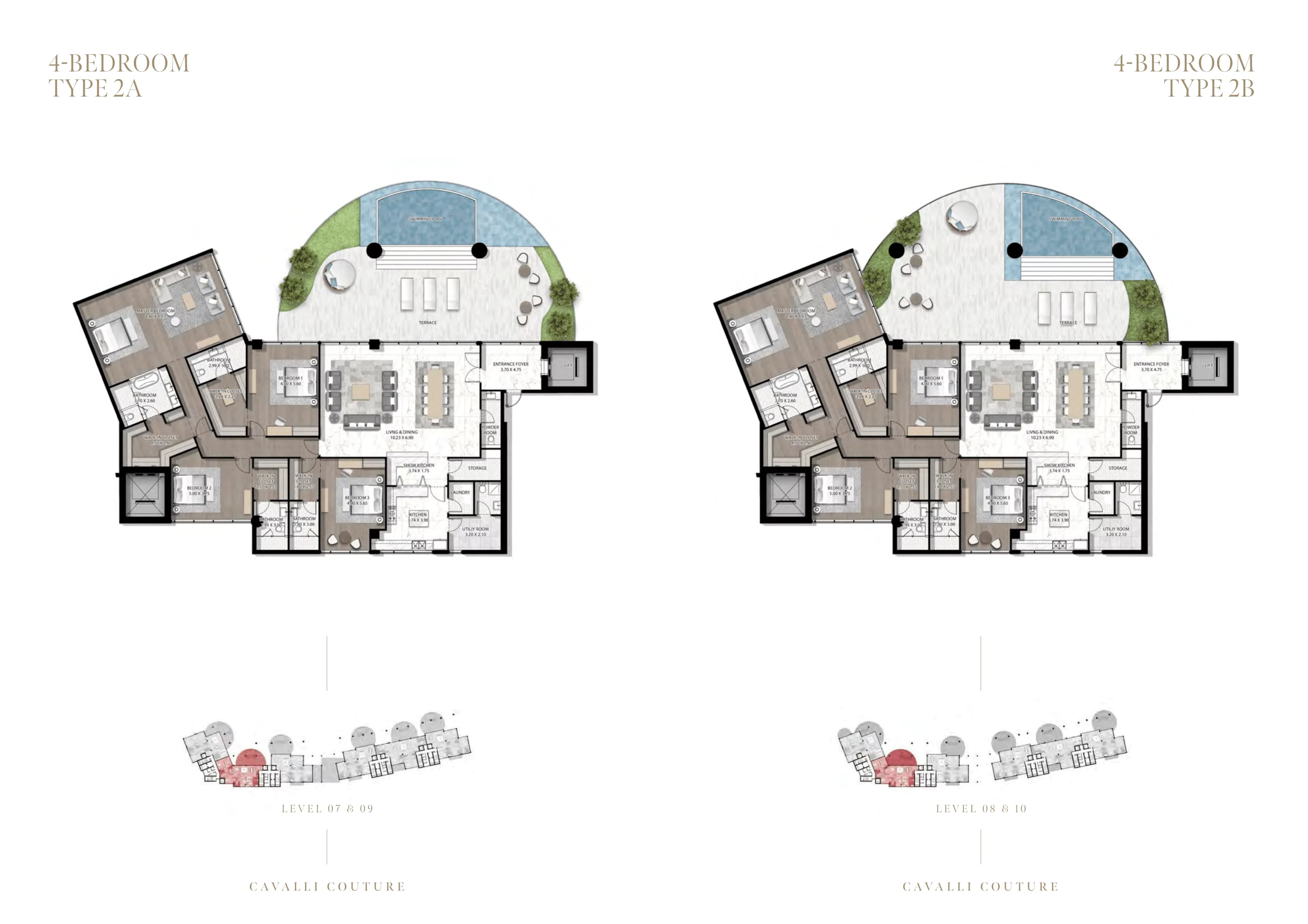 Cavalli Couture - Tower 1, 4-Bed Floor Plan, type: