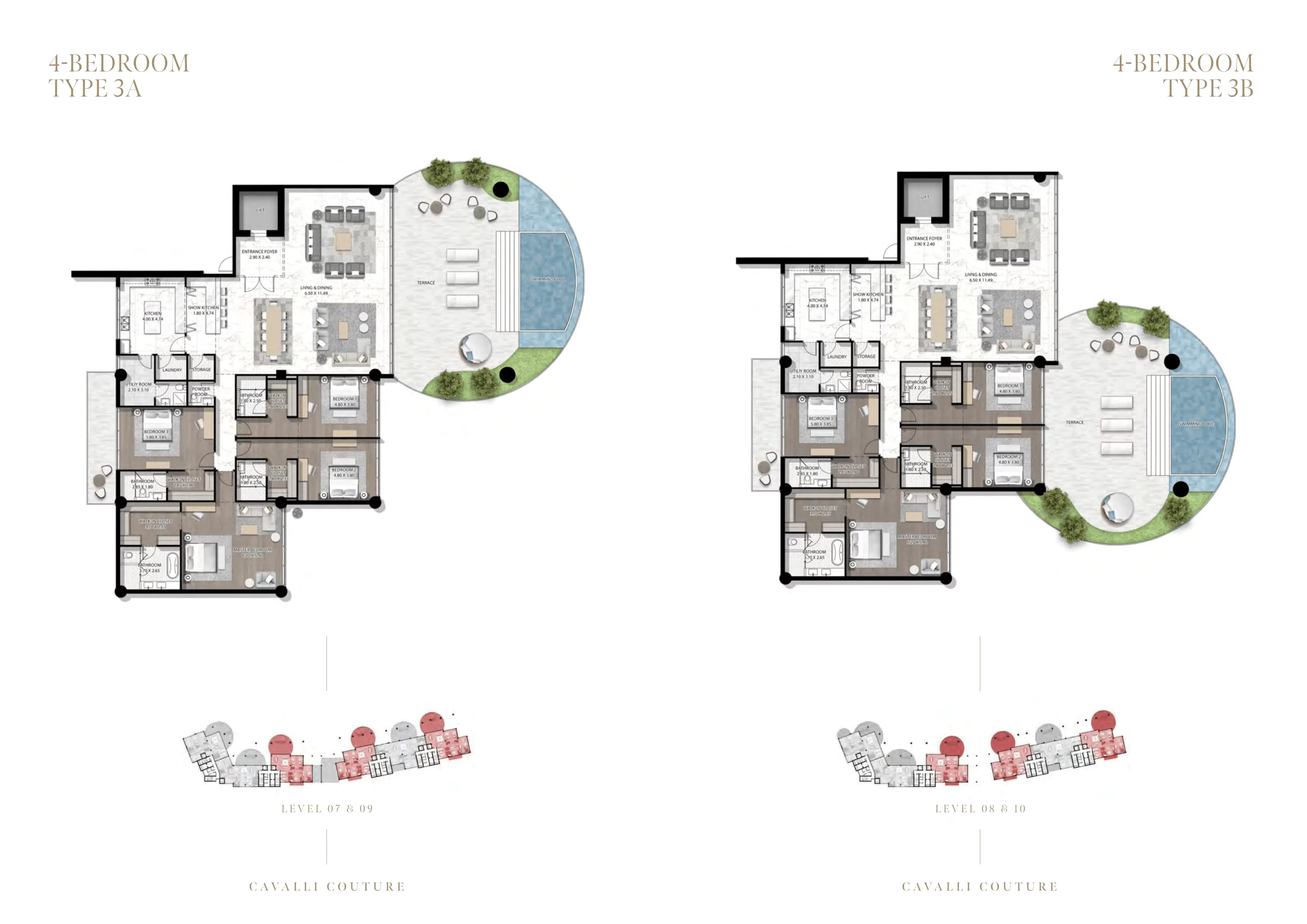 Cavalli Couture - Tower 1, 4-Bed Floor Plan, type:
