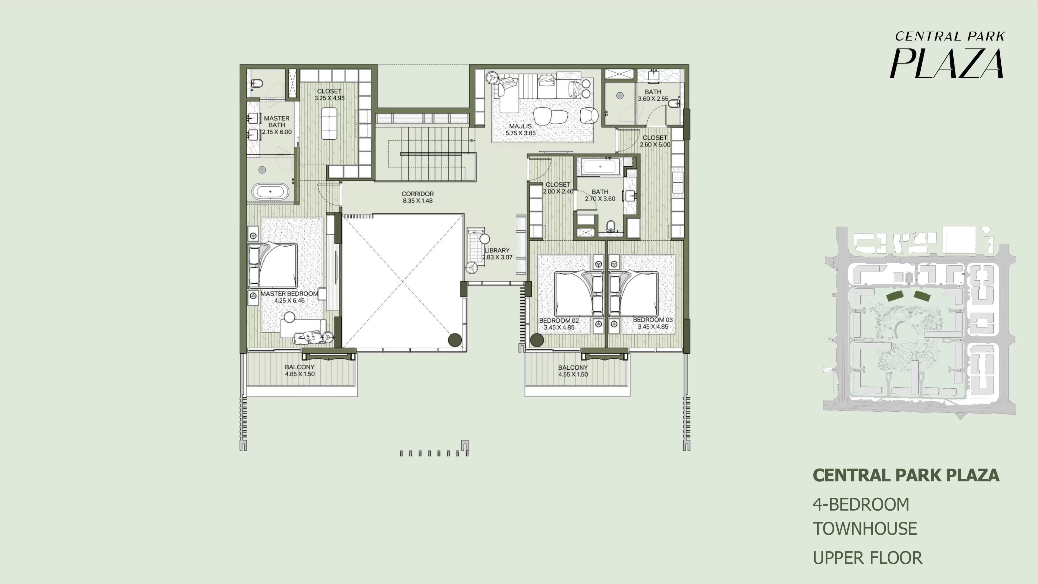 Central Park Plaza Tower A, 4-Bed Floor Plan, type: