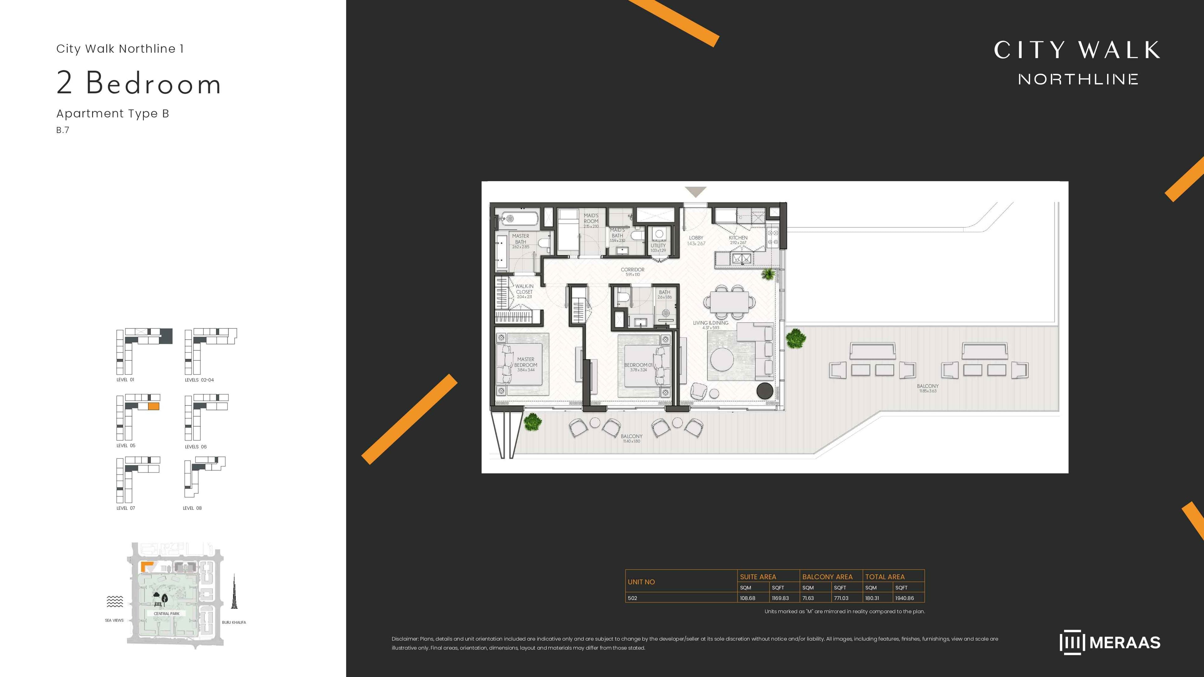 City Walk Northline 1, 2-Bed Floor Plan, type: 2BD-Type B7