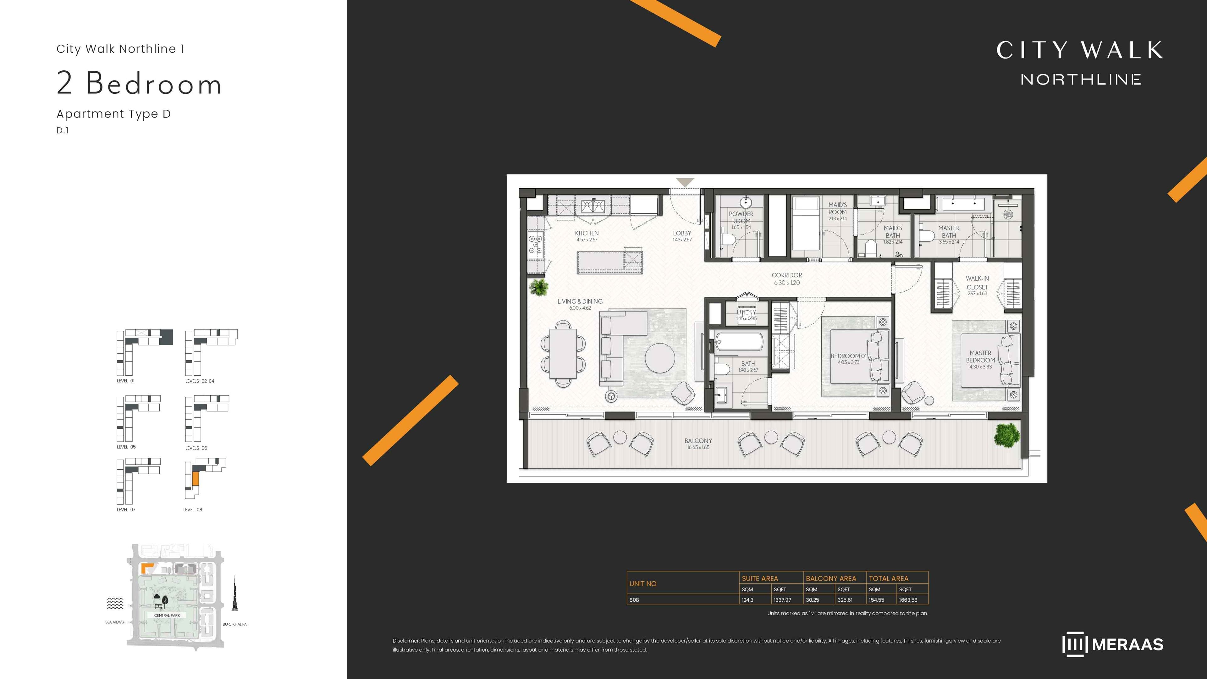 City Walk Northline 1, 2-Bed Floor Plan, type: 2BD-Type D1