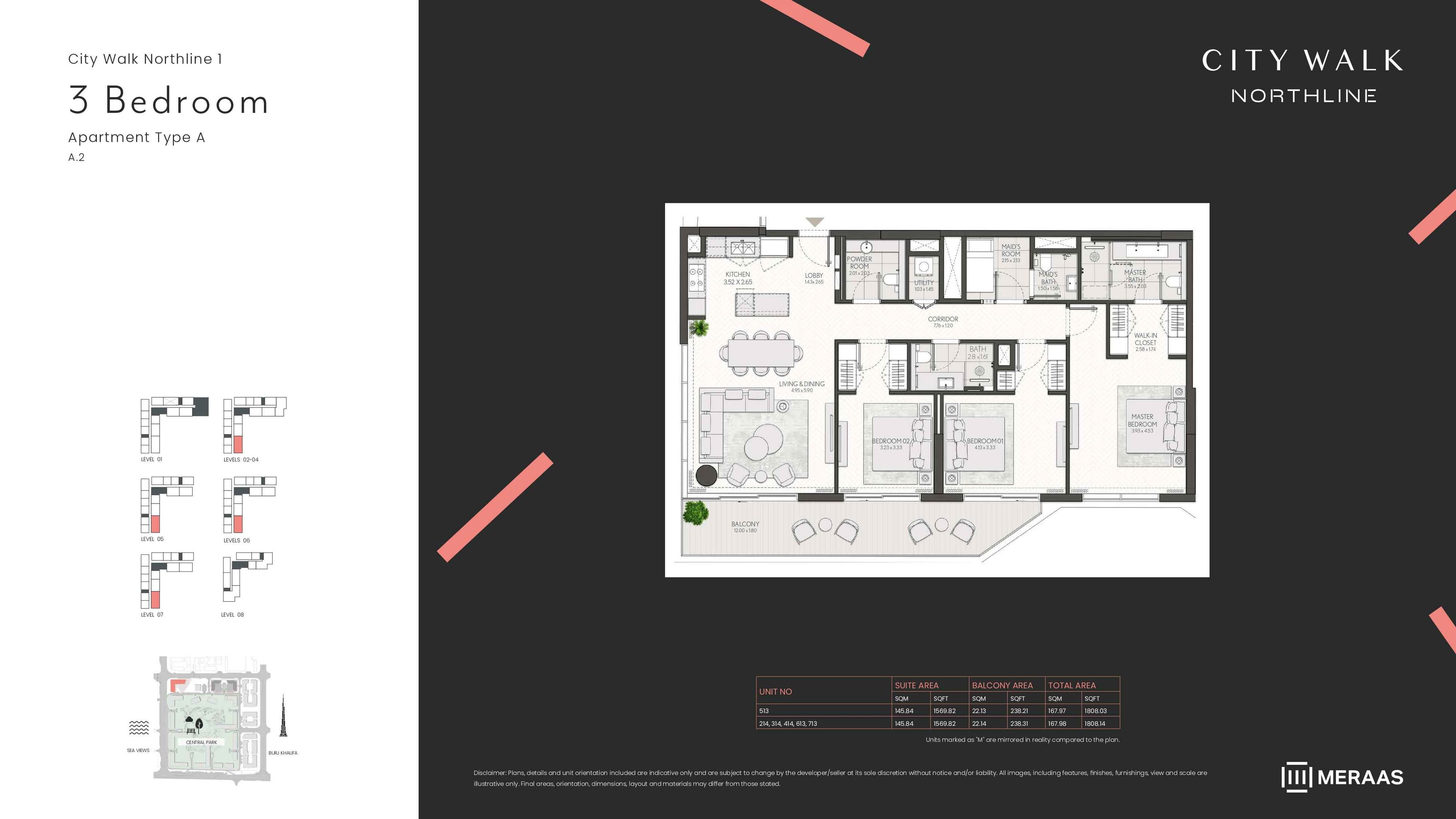 City Walk Northline 1, 3-Bed Floor Plan, type: 3BD-Type A2