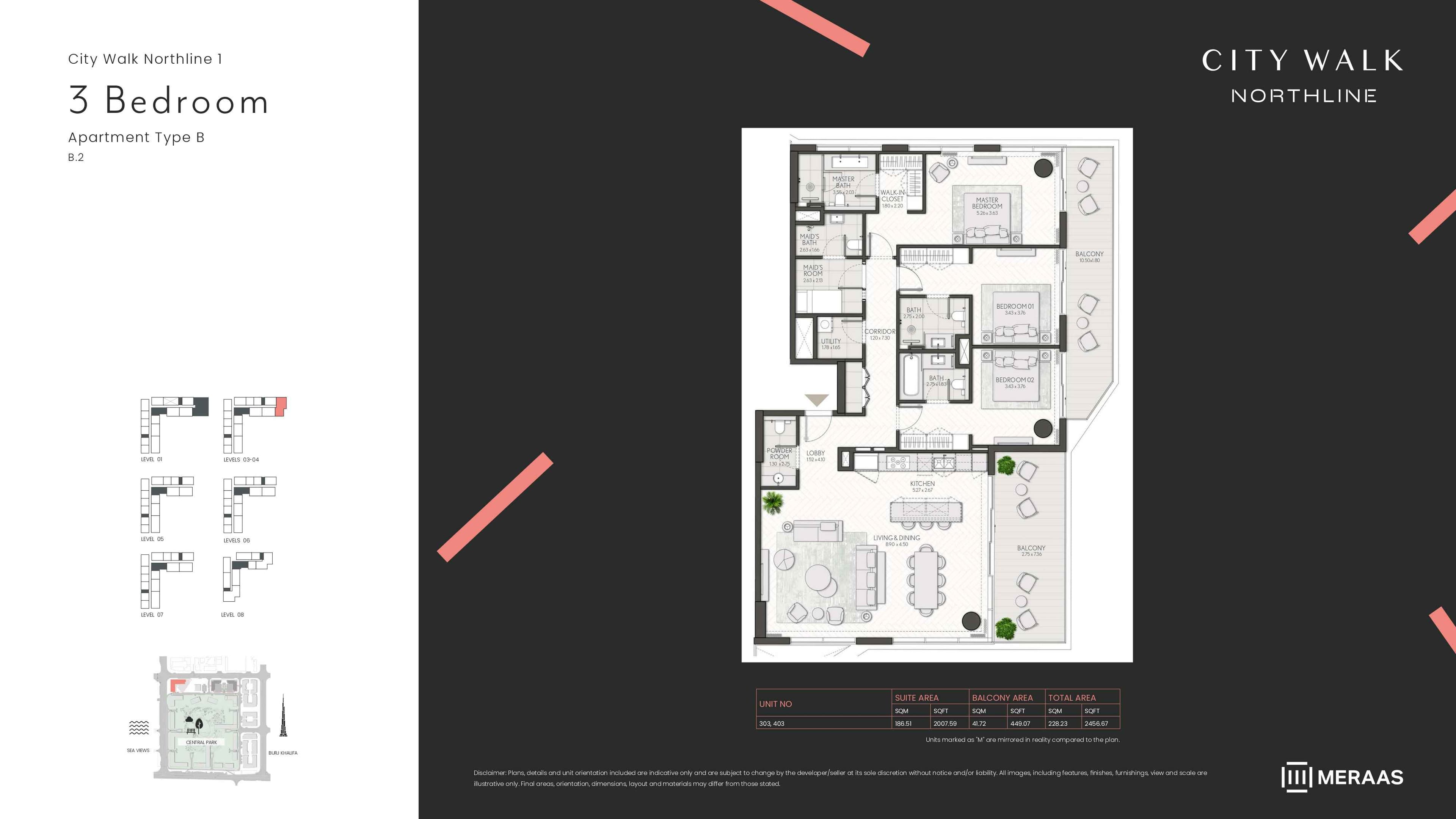 City Walk Northline 1, 3-Bed Floor Plan, type: 3BD-Type B2