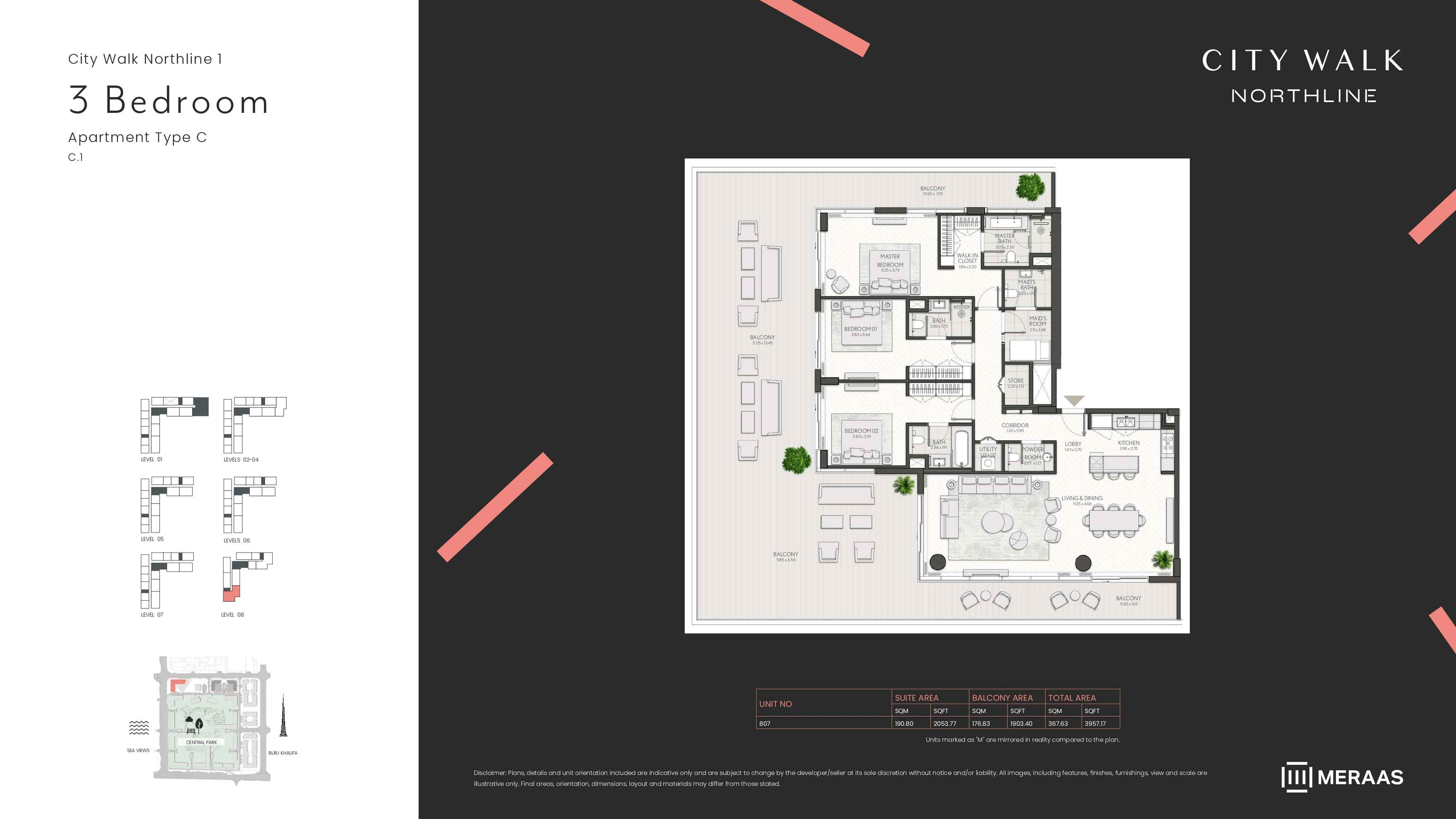 City Walk Northline 1, 3-Bed Floor Plan, type: 2BD-Type C1