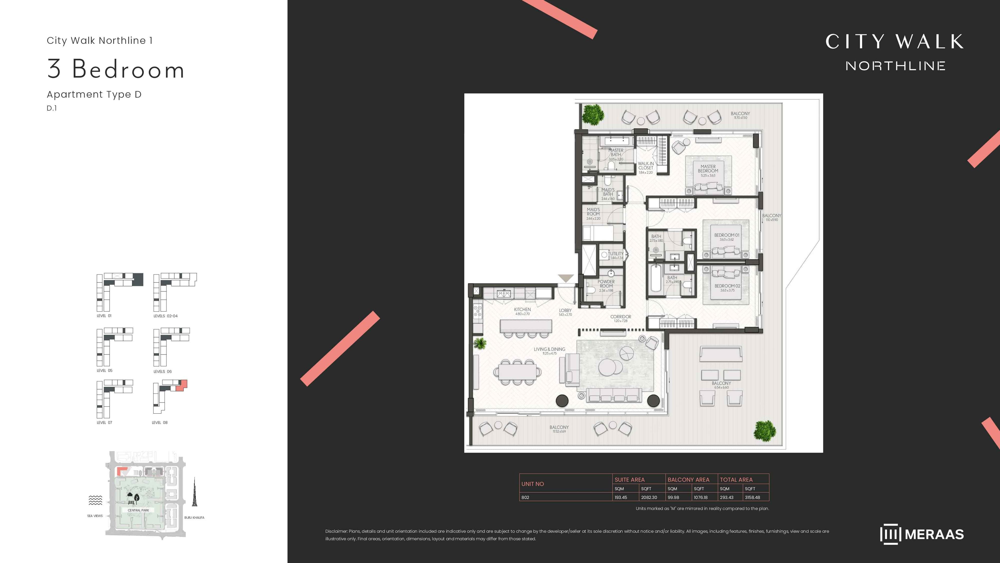City Walk Northline 1, 3-Bed Floor Plan, type: 3BD-Type D1