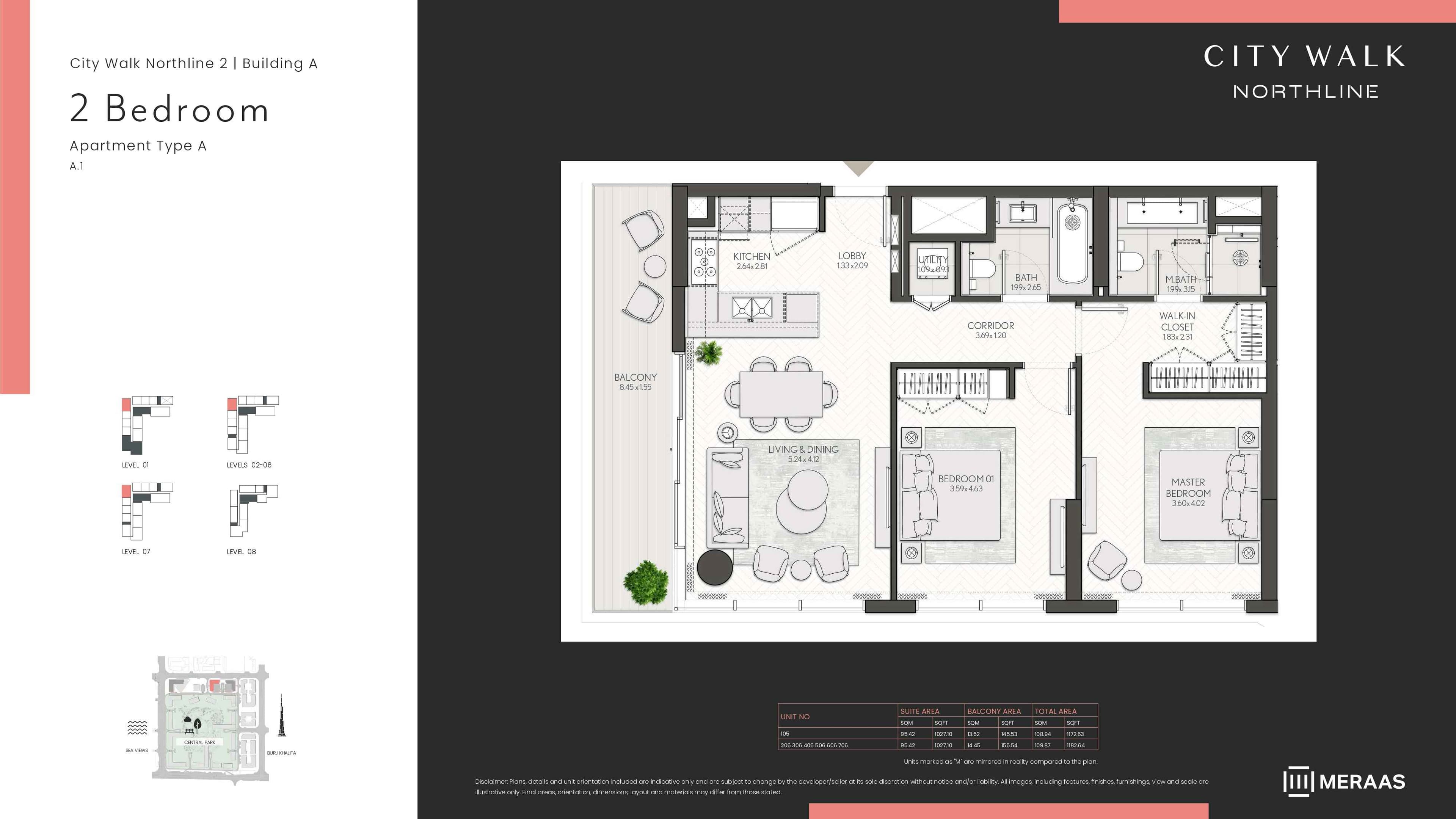 City Walk Northline 2 - Building A, 2-Bed Floor Plan, type: BLDG A - 2BD - TYPE A1