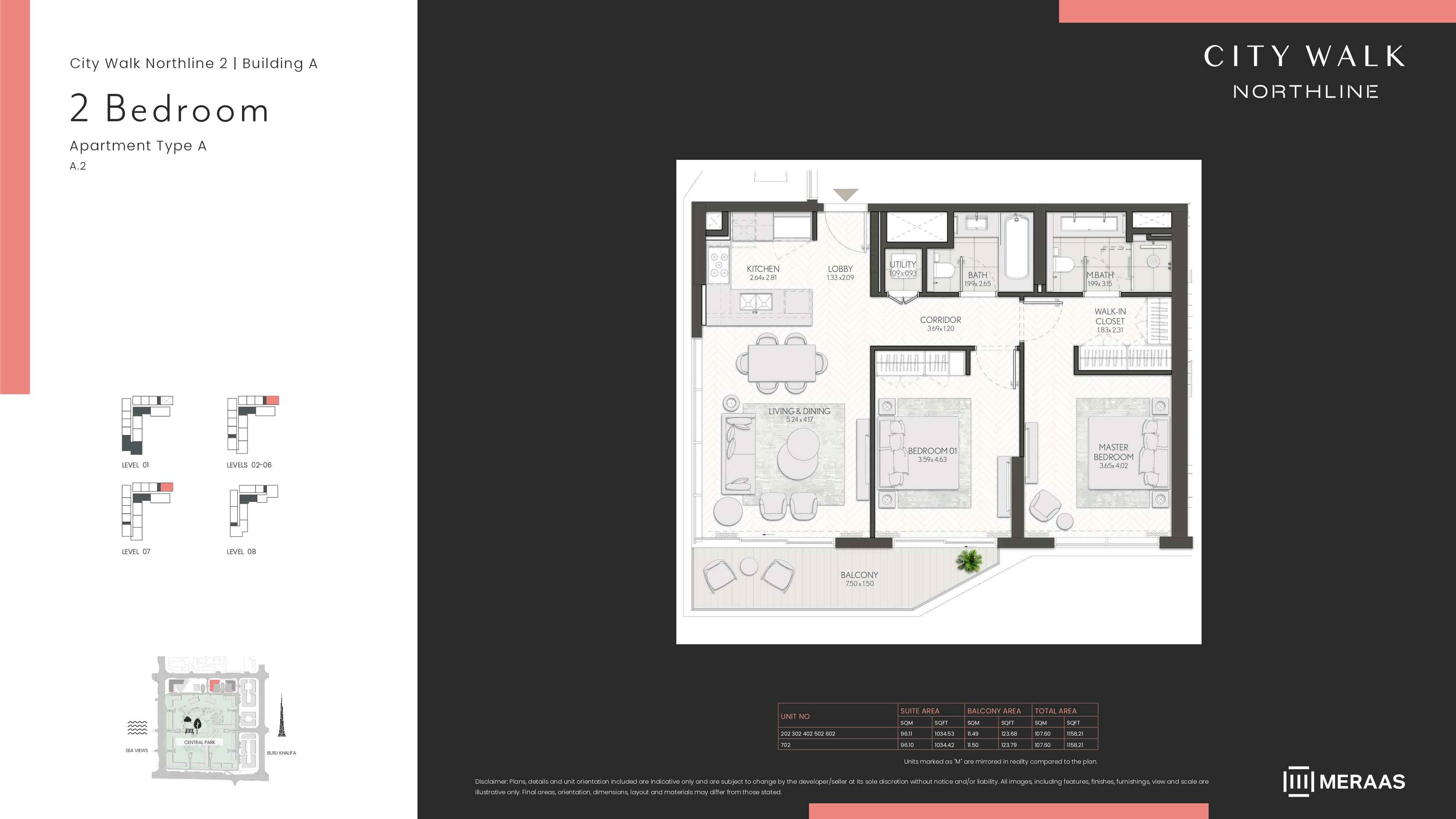 City Walk Northline 2 - Building A, 2-Bed Floor Plan, type: BLDG A - 2BD - TYPE A2