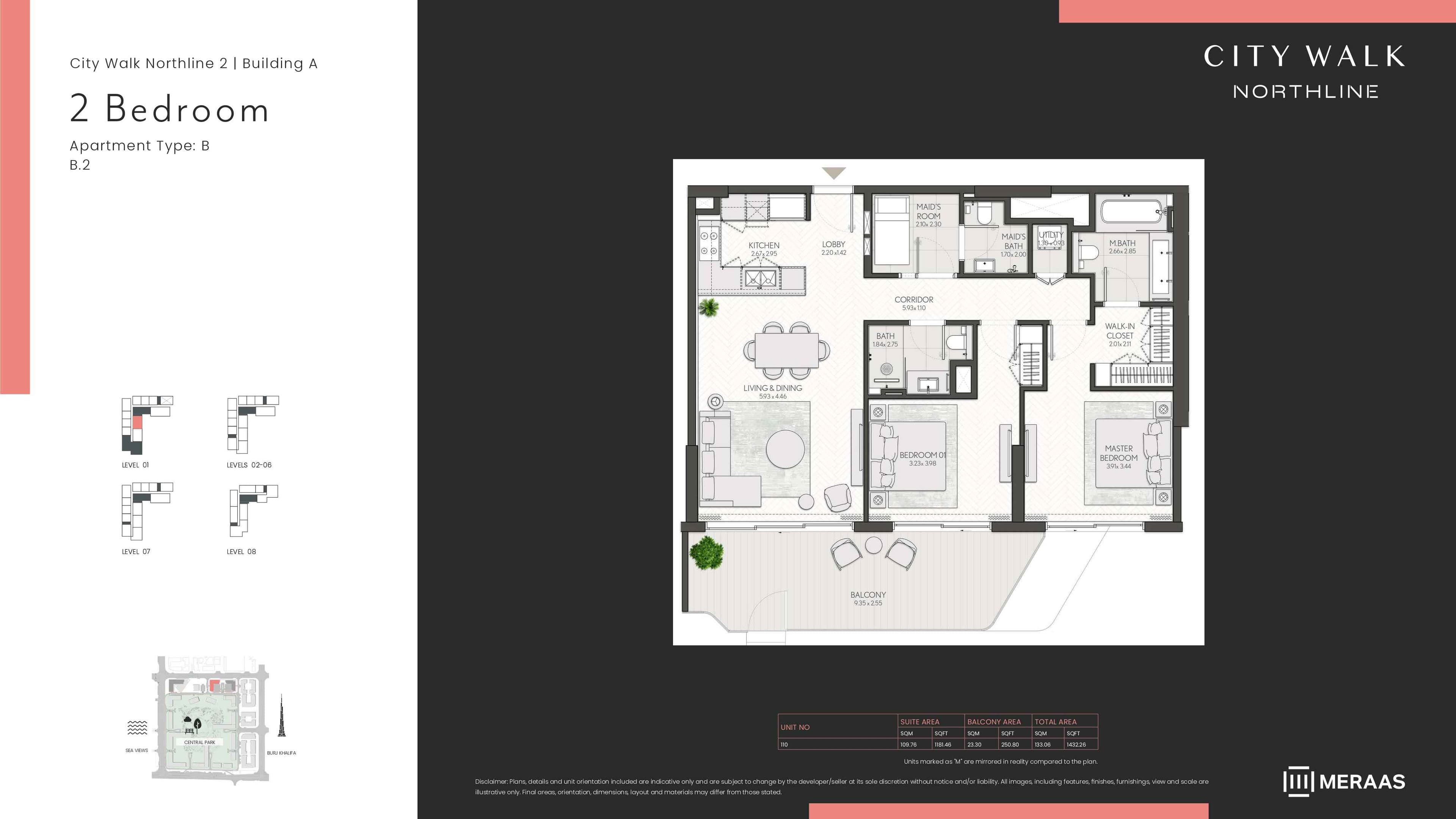 City Walk Northline 2 - Building A, 2-Bed Floor Plan, type: BLDG A - 2BD - TYPE B2