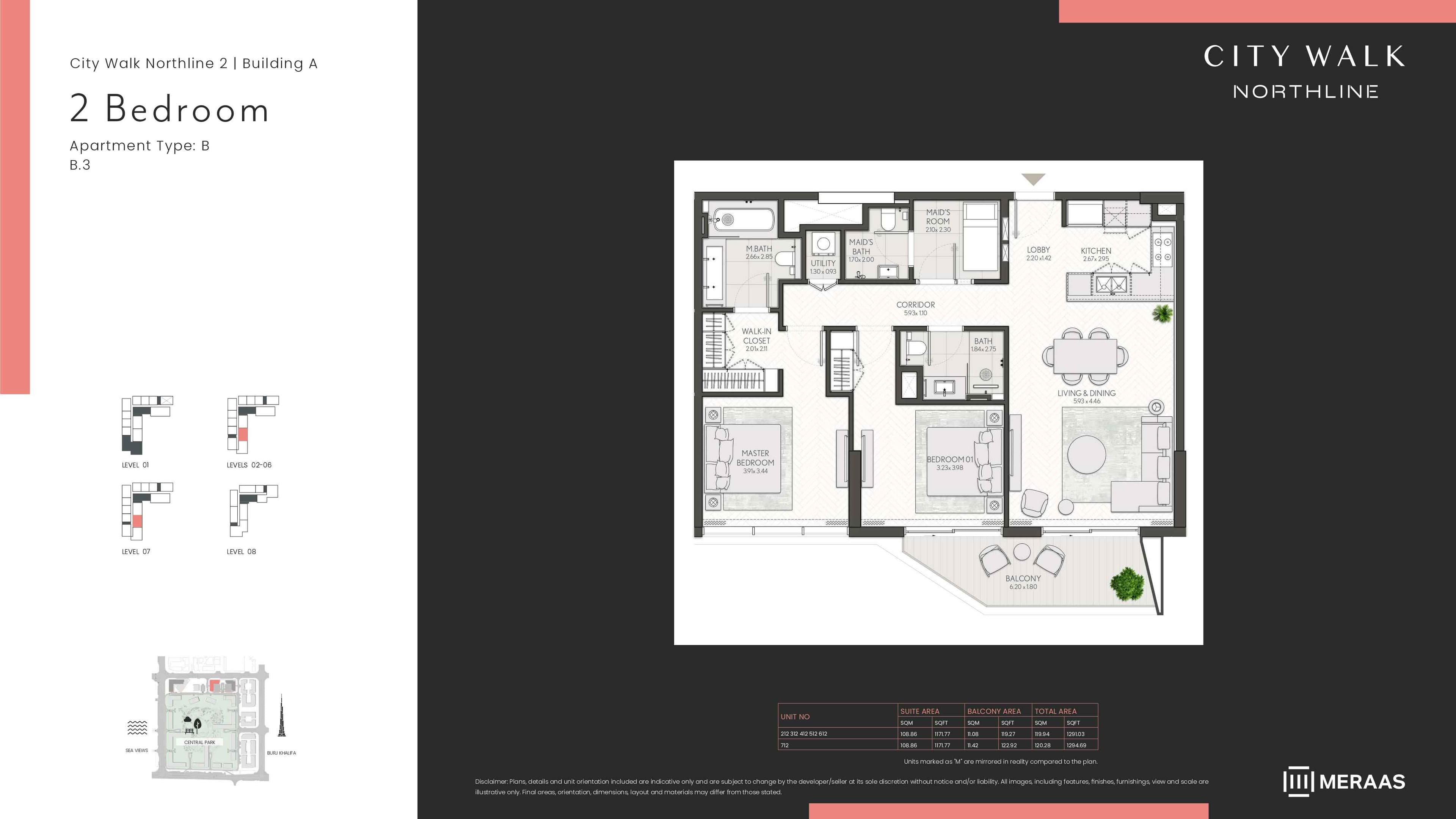 City Walk Northline 2 - Building A, 2-Bed Floor Plan, type: BLDG A - 2BD - TYPE B3