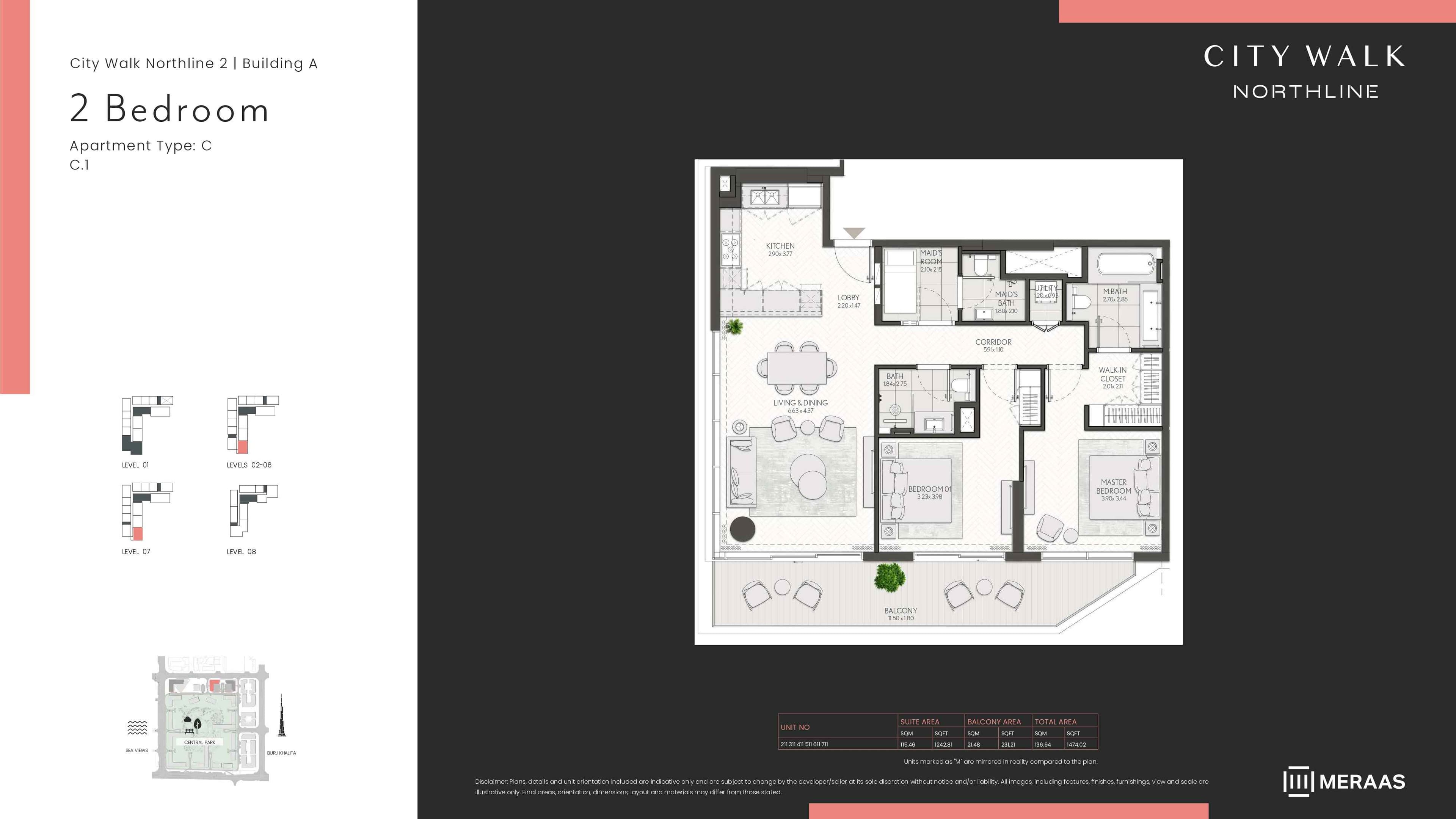 City Walk Northline 2 - Building A, 2-Bed Floor Plan, type: BLDG A - 2BD - TYPE C1