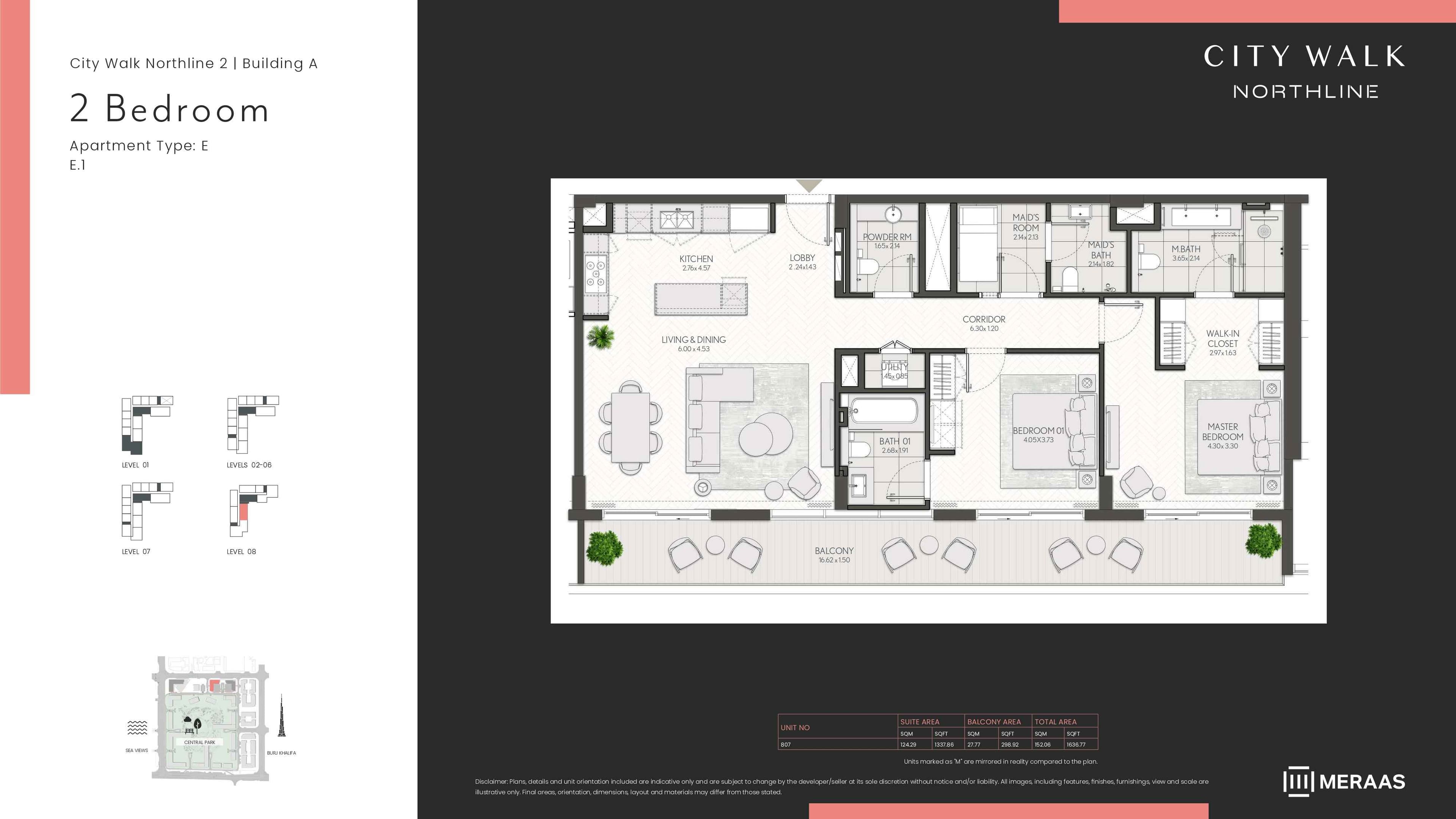 City Walk Northline 2 - Building A, 2-Bed Floor Plan, type: BLDG A - 2BD - TYPE E1