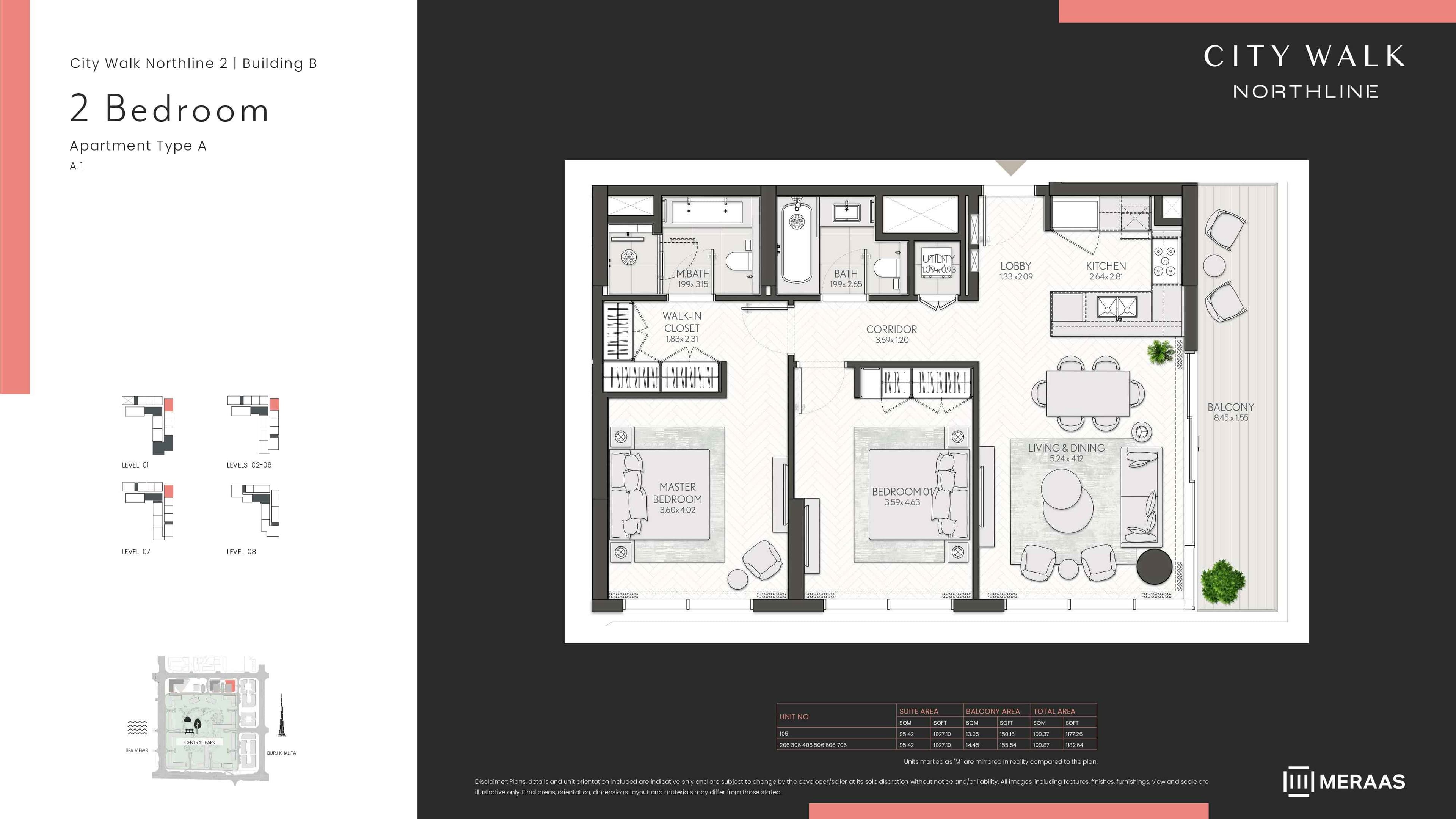 City Walk Northline 2 - Building A, 2-Bed Floor Plan, type: BLDG B - 2BD - TYPE A1
