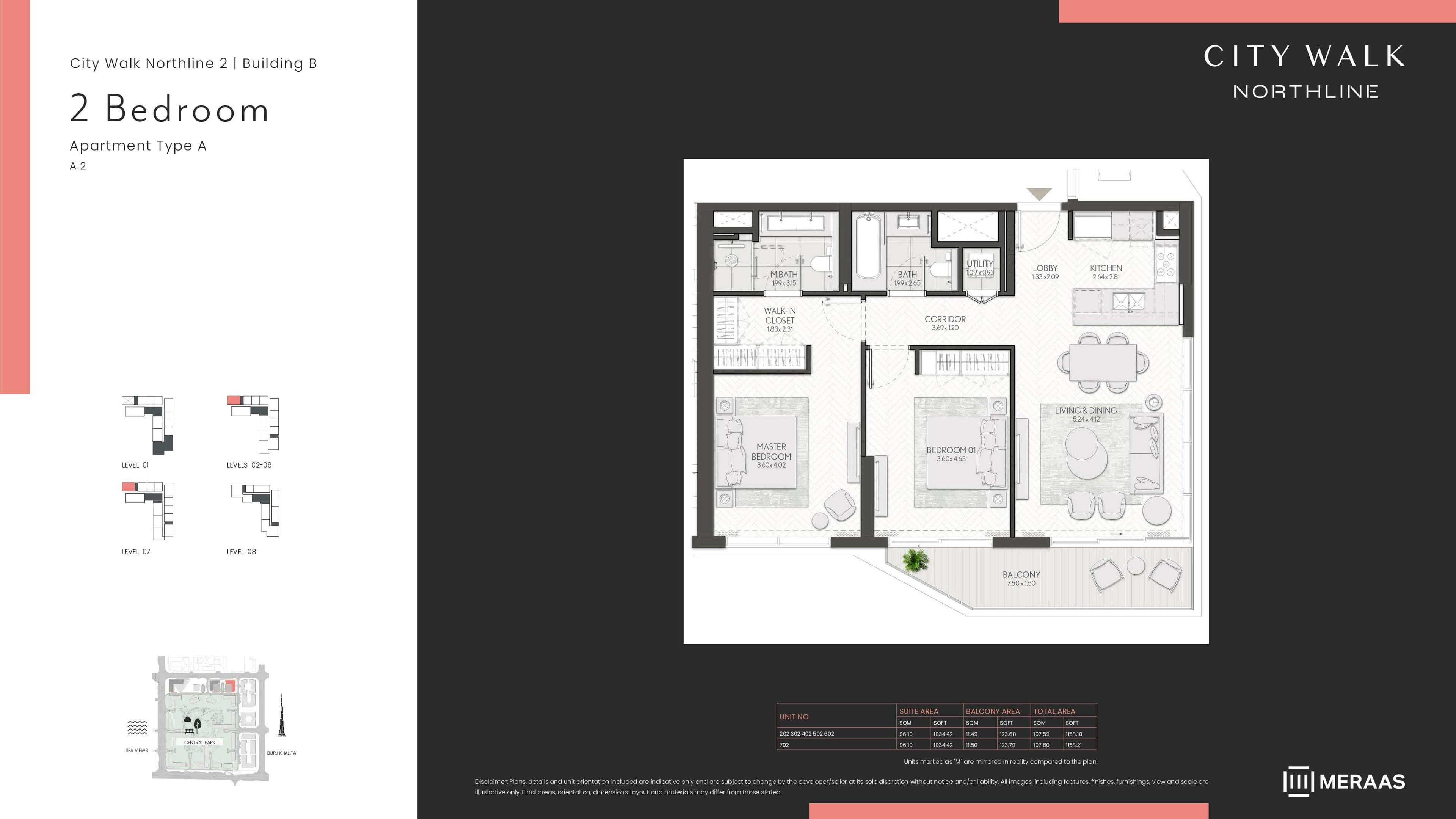 City Walk Northline 2 - Building A, 2-Bed Floor Plan, type: BLDG B - 2BD - TYPE A2