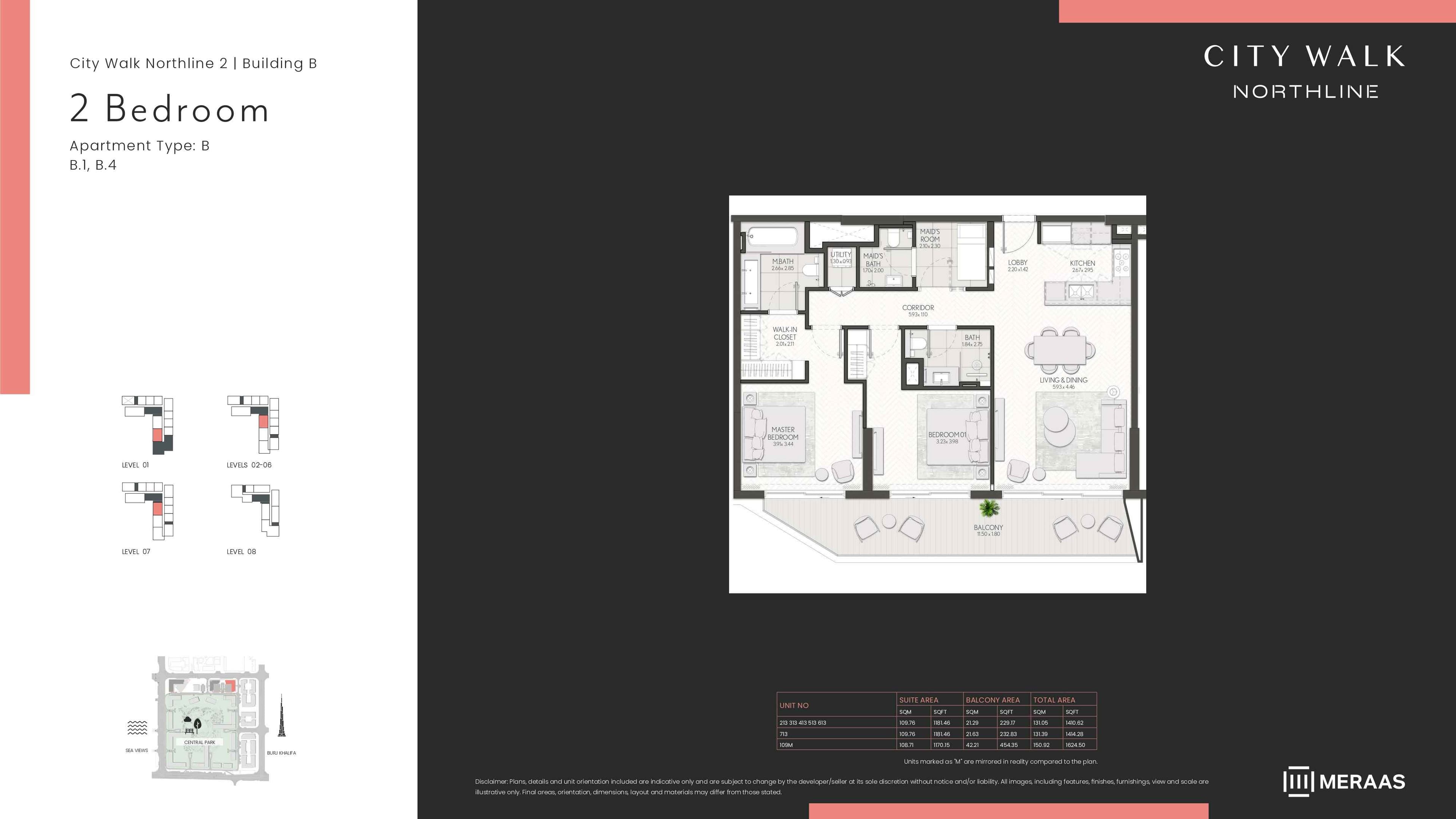 City Walk Northline 2 - Building A, 2-Bed Floor Plan, type: BLDG B - 2BD - TYPE B1, B4