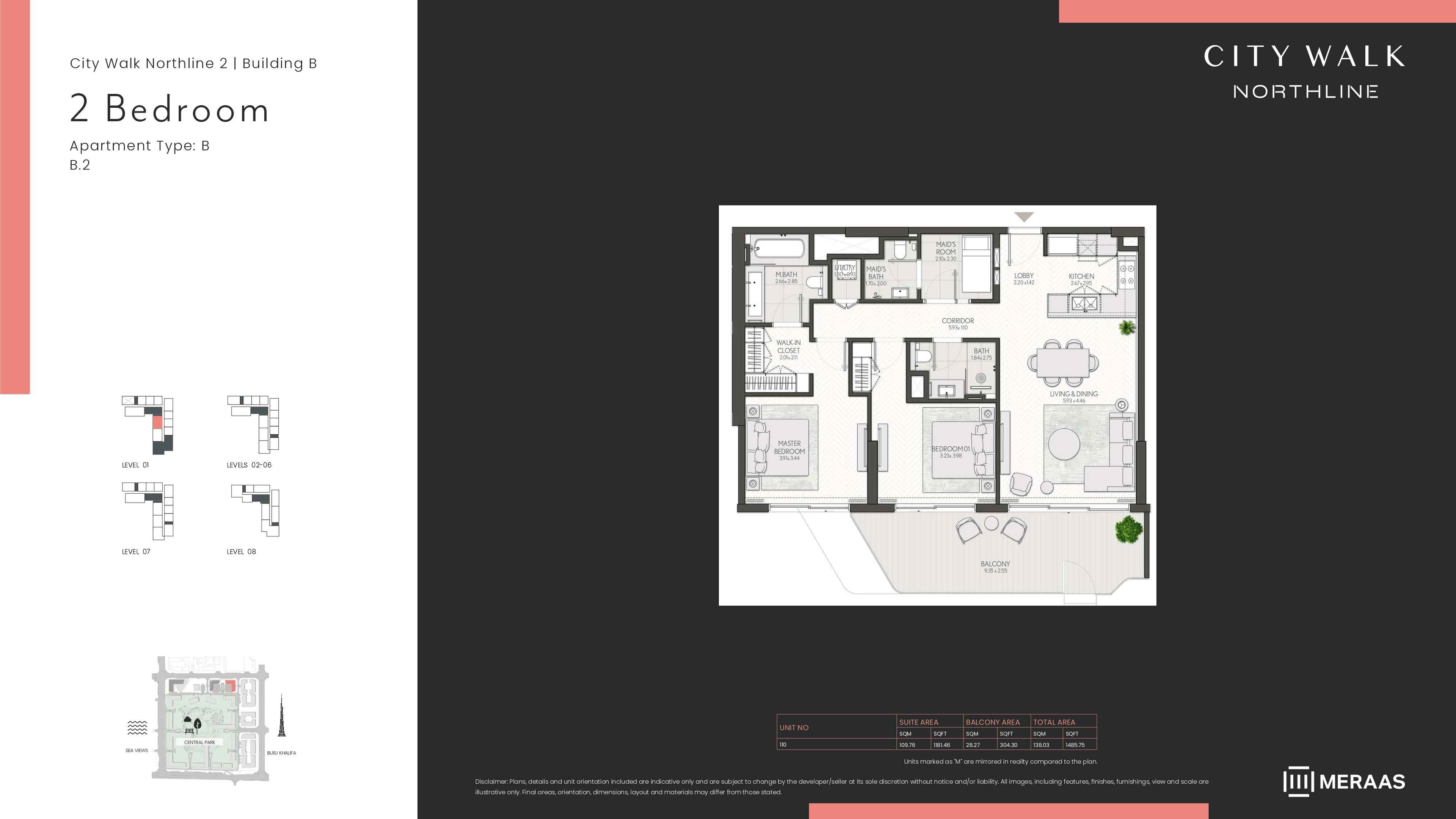City Walk Northline 2 - Building A, 2-Bed Floor Plan, type: BLDG B - 2BD - TYPE B2