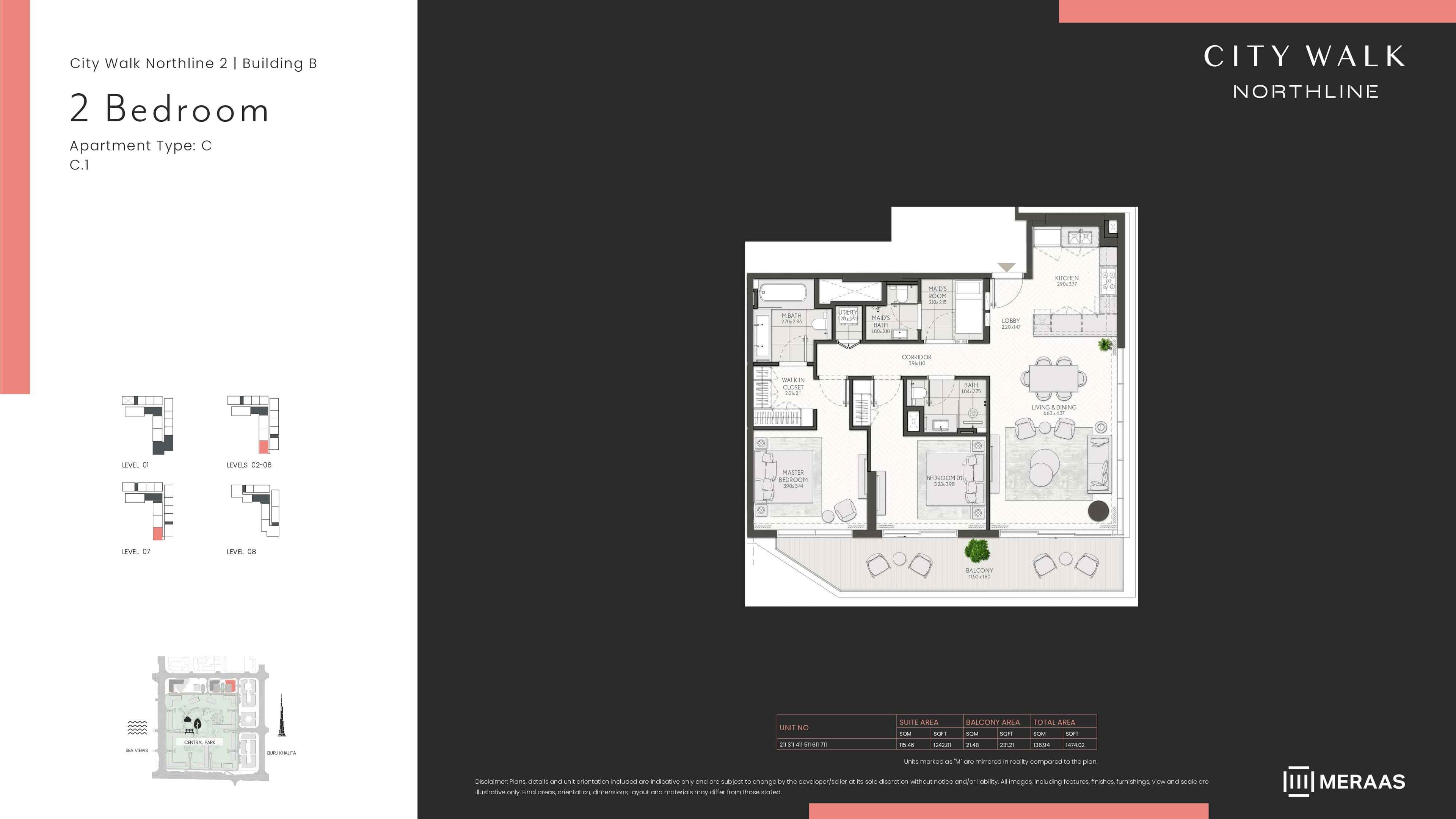 City Walk Northline 2 - Building A, 2-Bed Floor Plan, type: BLDG B - 2BD - TYPE C1