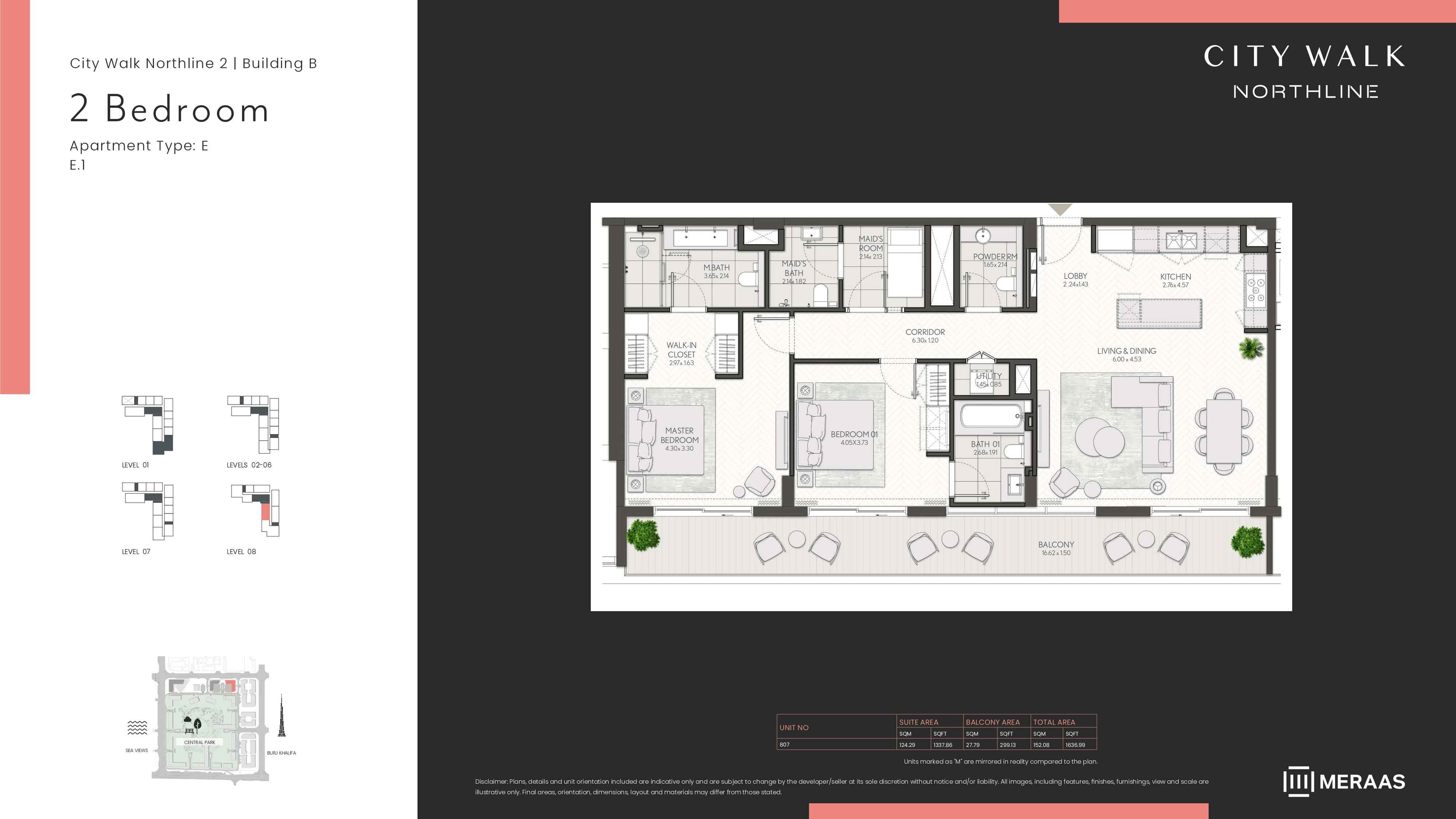 City Walk Northline 2 - Building A, 2-Bed Floor Plan, type: BLDG B - 2BD - TYPE E1