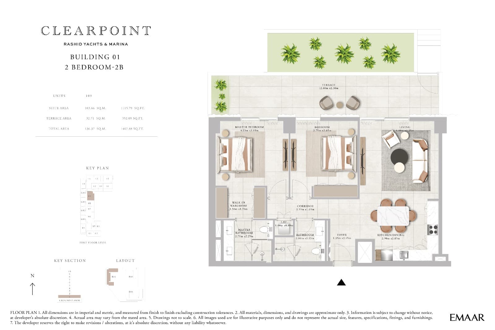 Clearpoint Building 1, 2-Bed Floor Plan, type: