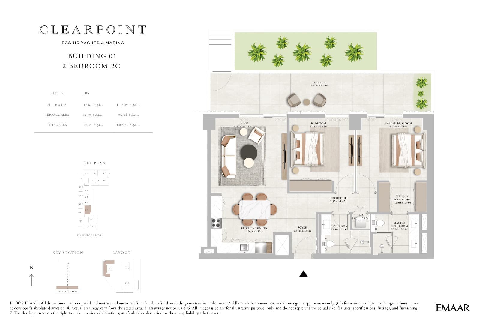Clearpoint Building 1, 2-Bed Floor Plan, type: