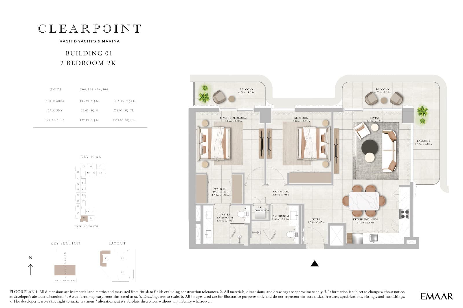 Clearpoint Building 1, 2-Bed Floor Plan, type: