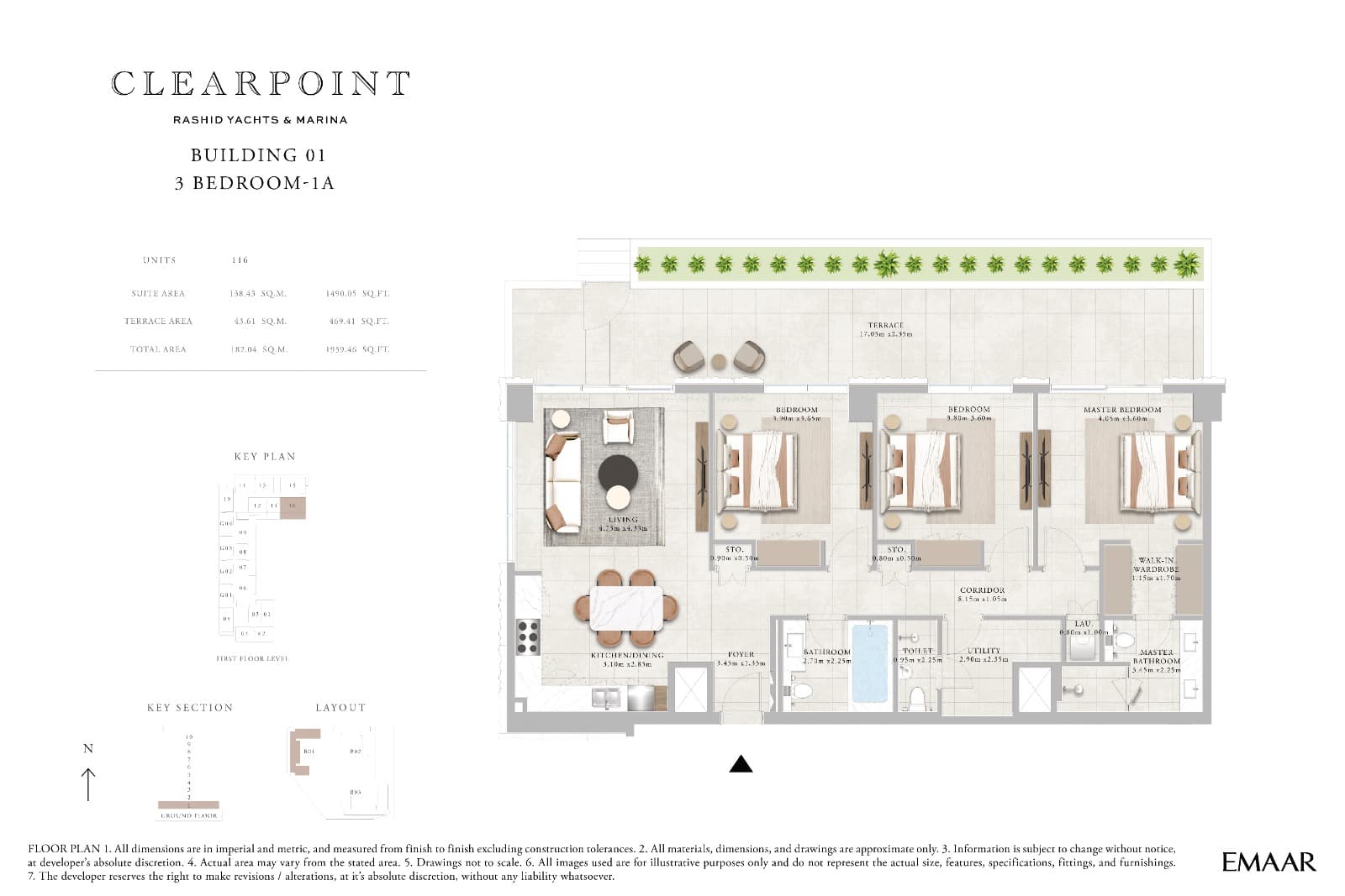 Clearpoint Building 1, 3-Bed Floor Plan, type:
