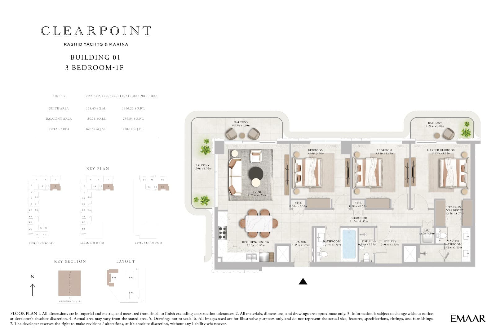 Clearpoint Building 1, 3-Bed Floor Plan, type: