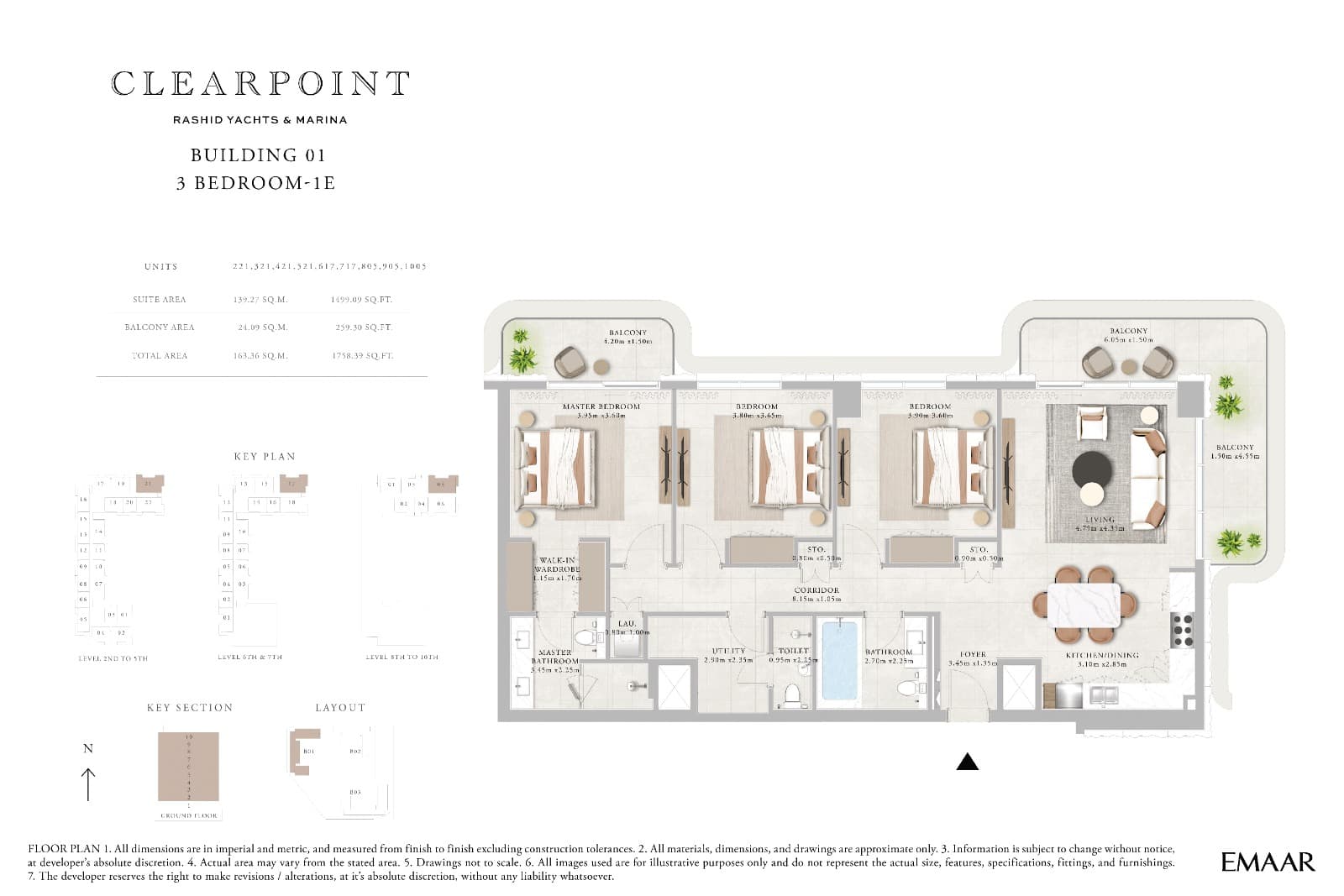 Clearpoint Building 1, 3-Bed Floor Plan, type: