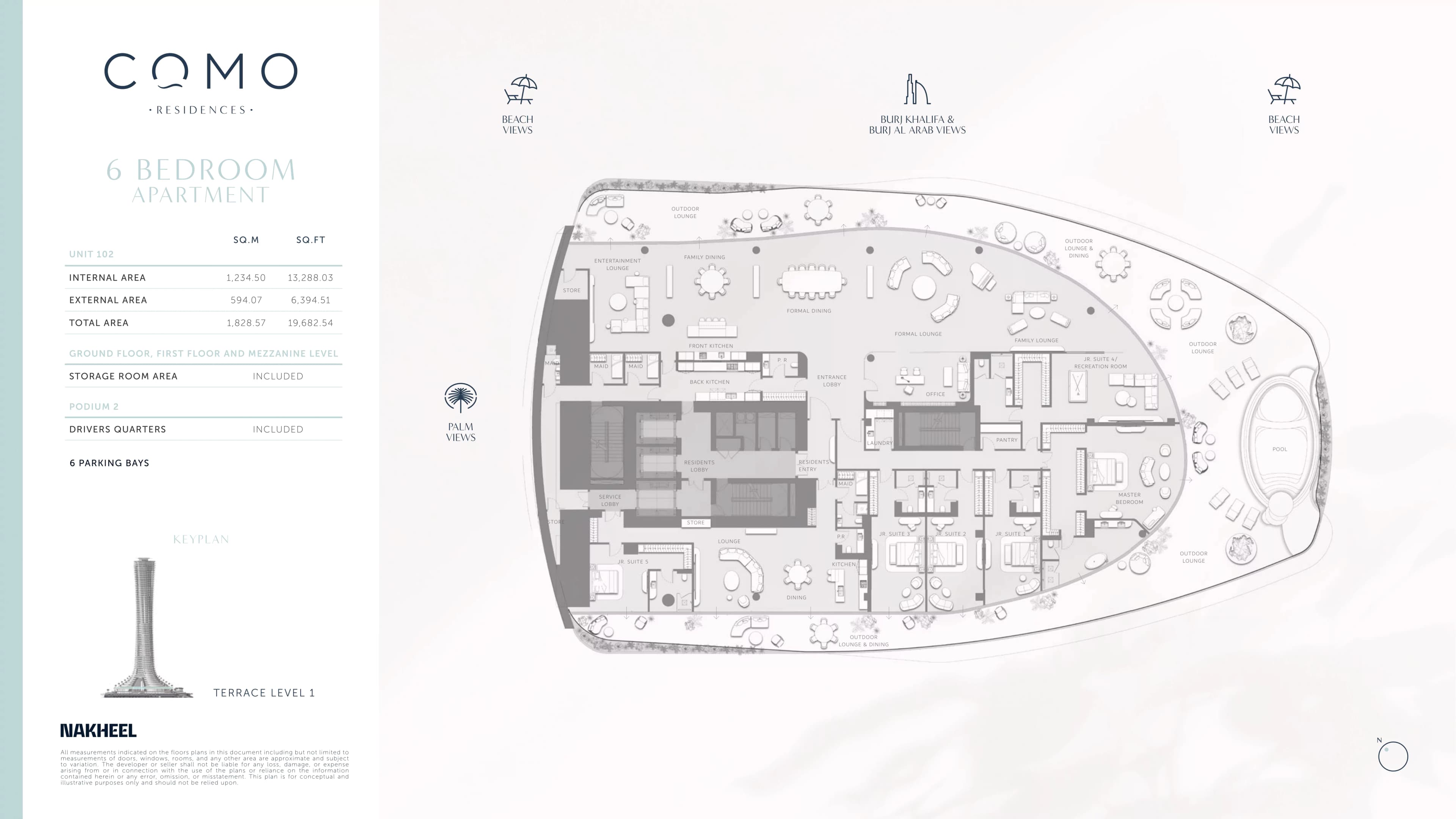 Como Residences, 6-Bed Floor Plan, type: