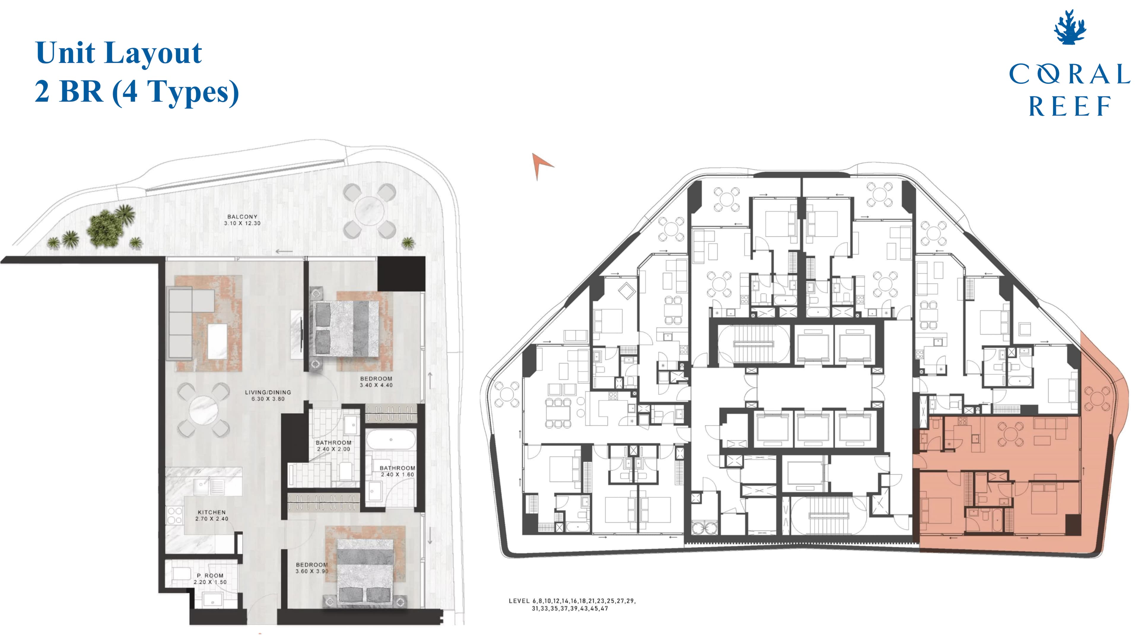 Coral Reef, 2-Bed Floor Plan, type: