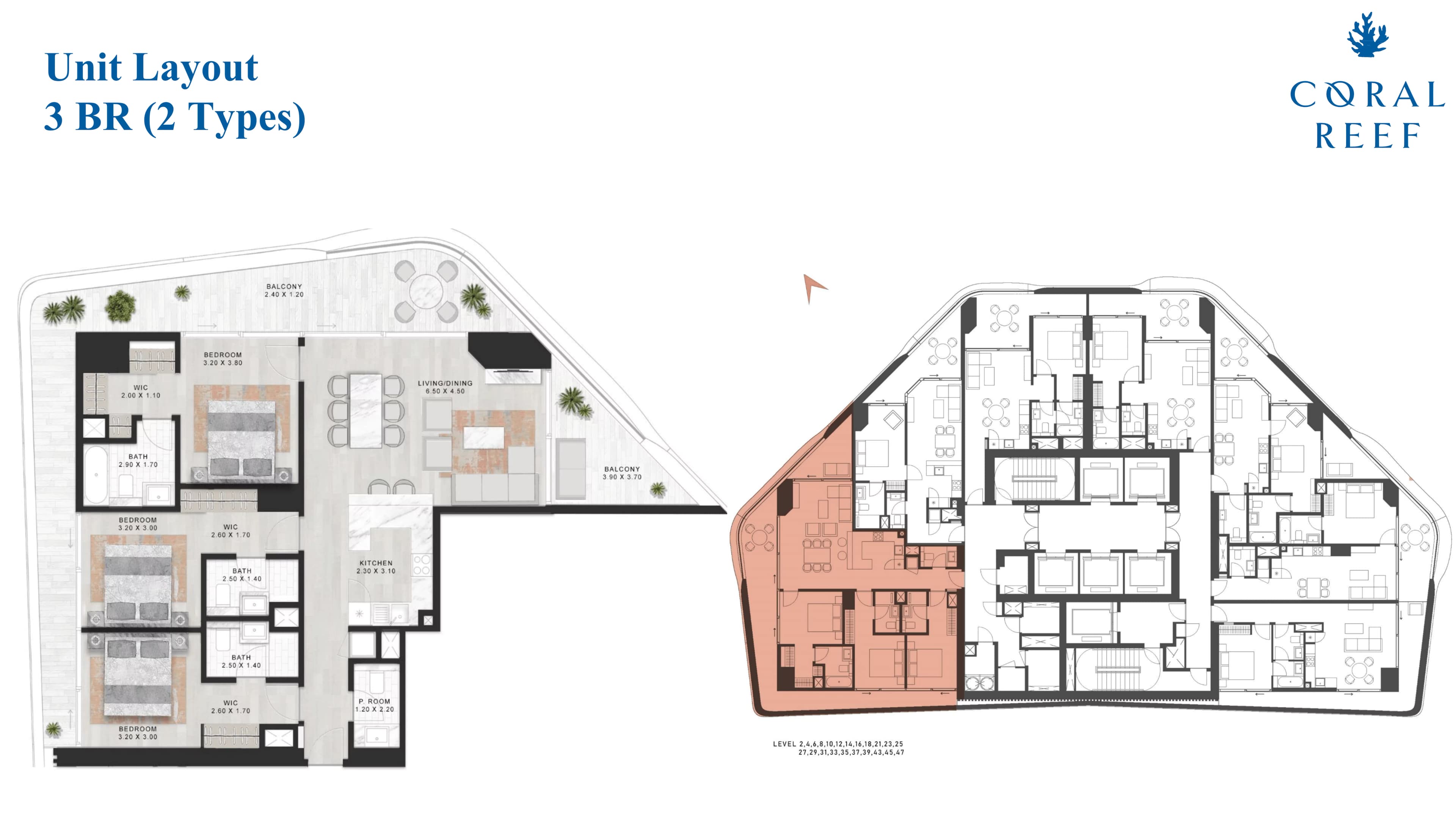 Coral Reef, 3-Bed Floor Plan, type: