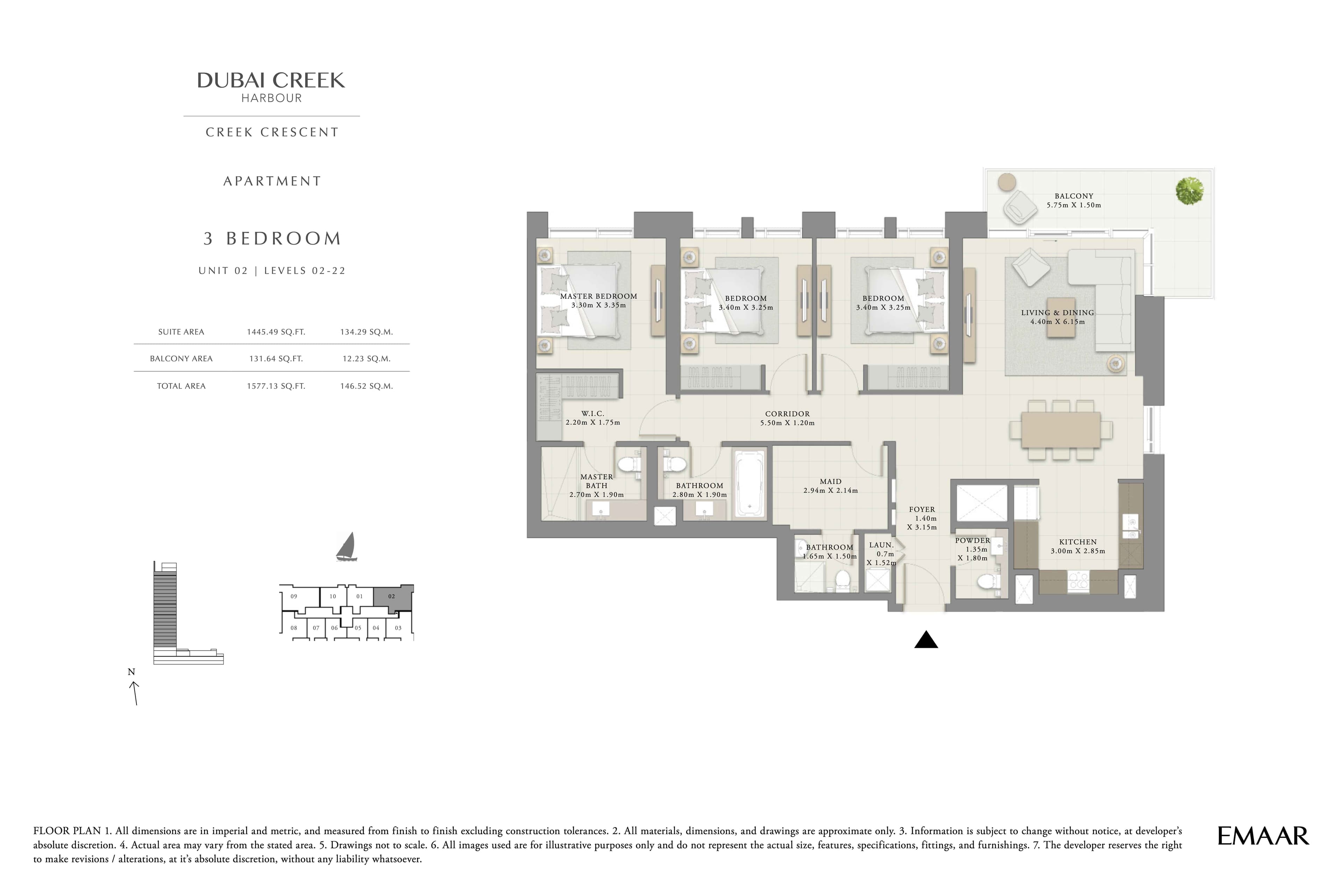 Creek Crescent, 3-Bed Floor Plan, type: 3BR - Unit 2 - Lvl 2-22