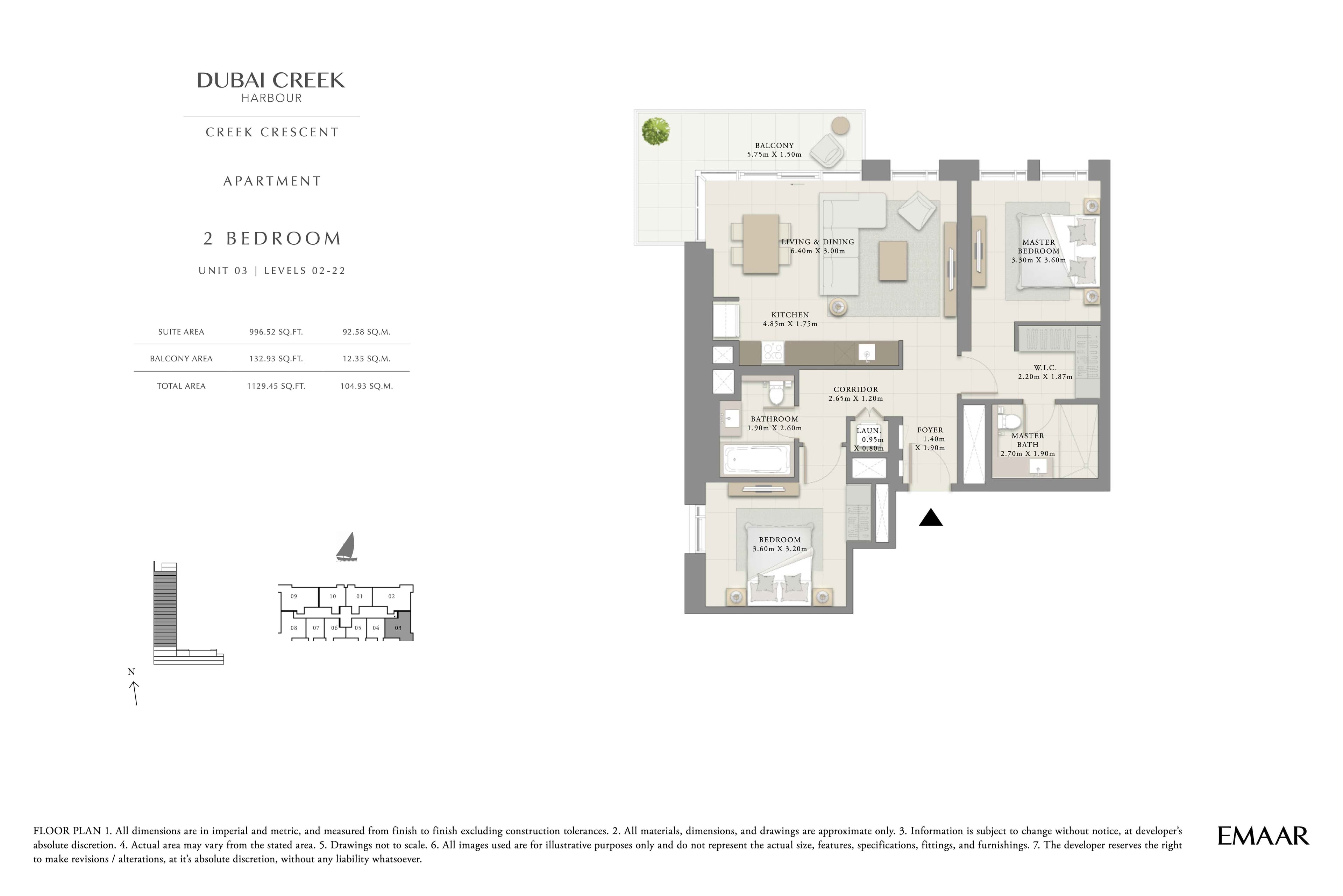 Creek Crescent, 2-Bed Floor Plan, type: 2BR - Unit 3 - Lvl 2-22
