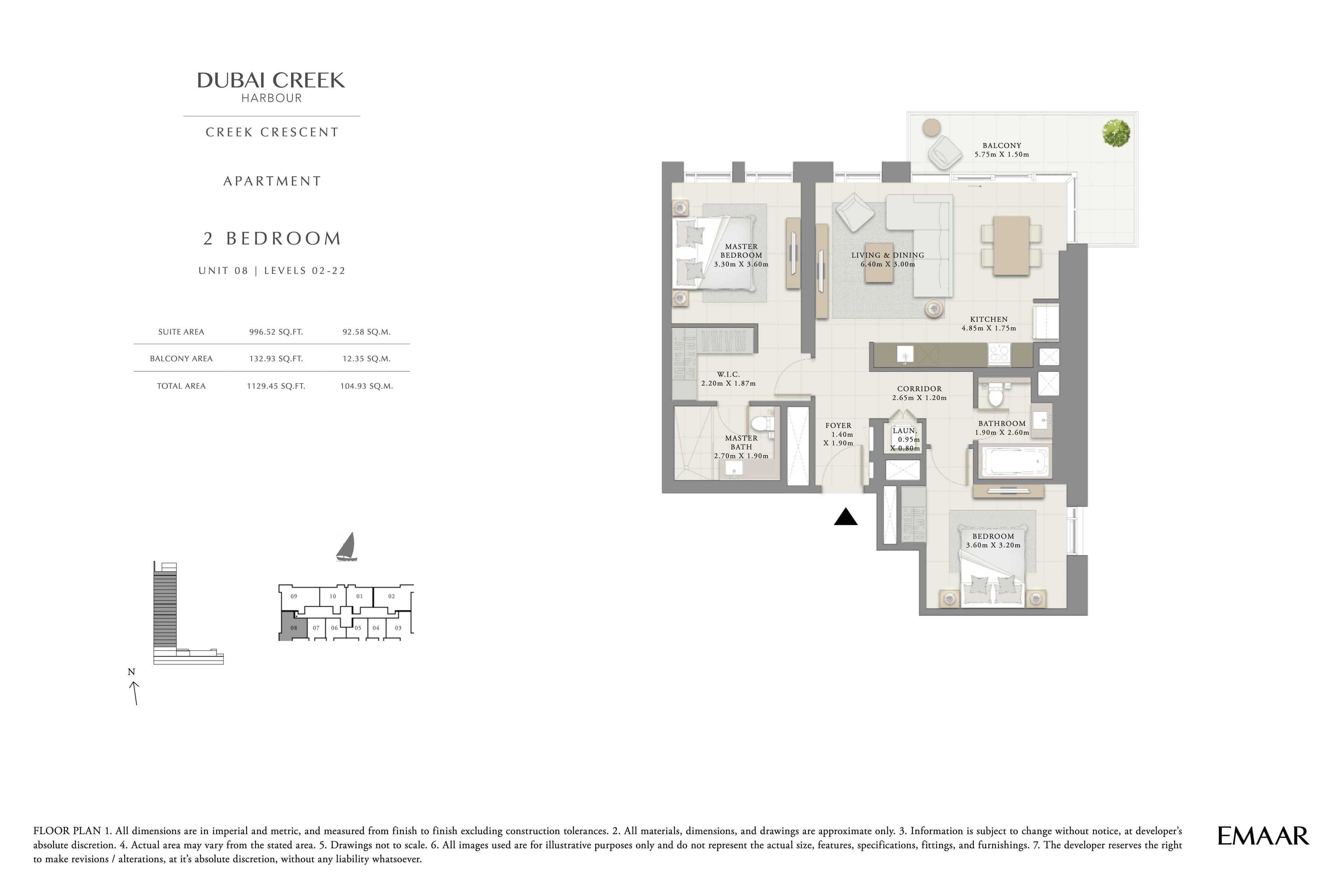 Creek Crescent, 2-Bed Floor Plan, type: 2BR - Unit 8 - Lvl 2-22