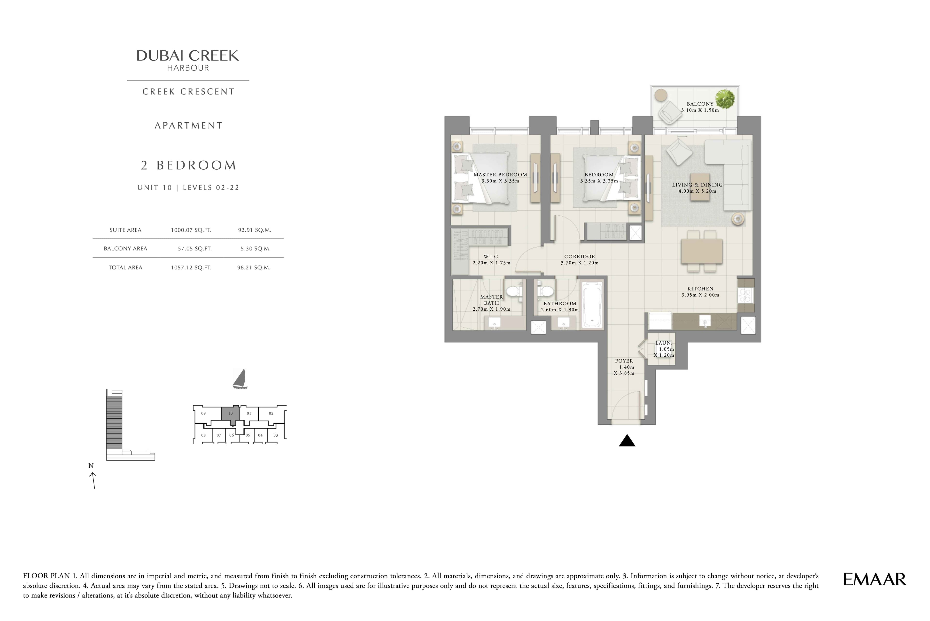 Creek Crescent, 2-Bed Floor Plan, type: 2BR - Unit 10 - Lvl 2-22