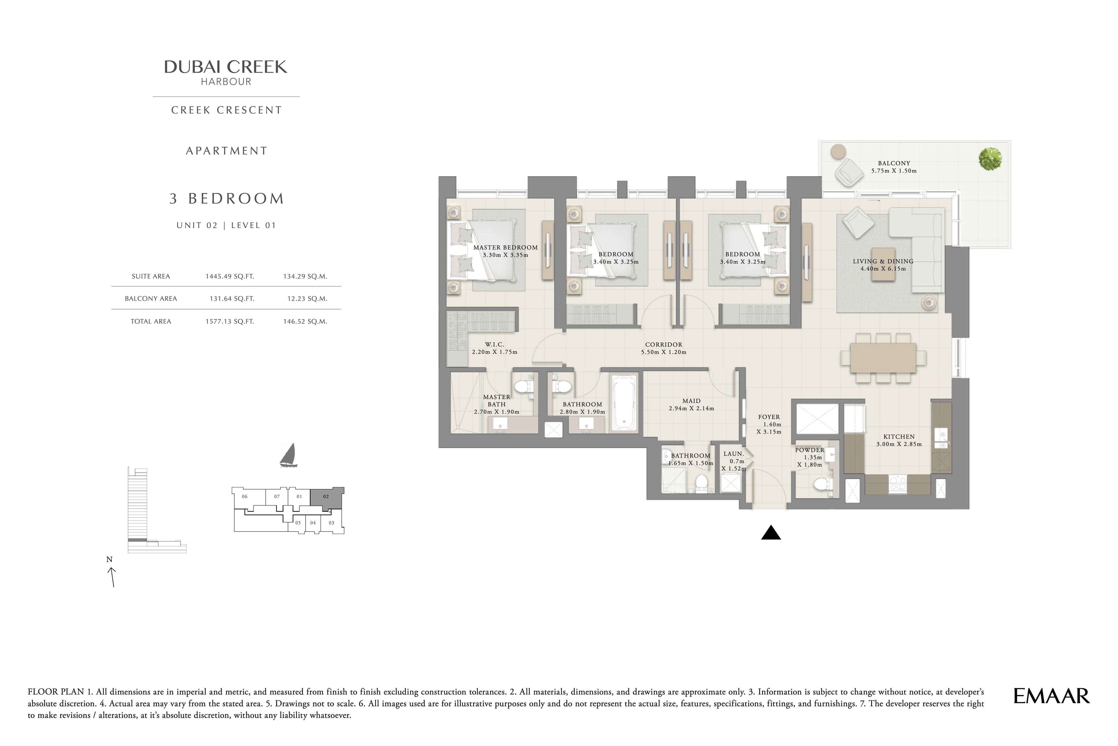 Creek Crescent, 3-Bed Floor Plan, type: 3BR - Unit 2 - Lvl 1