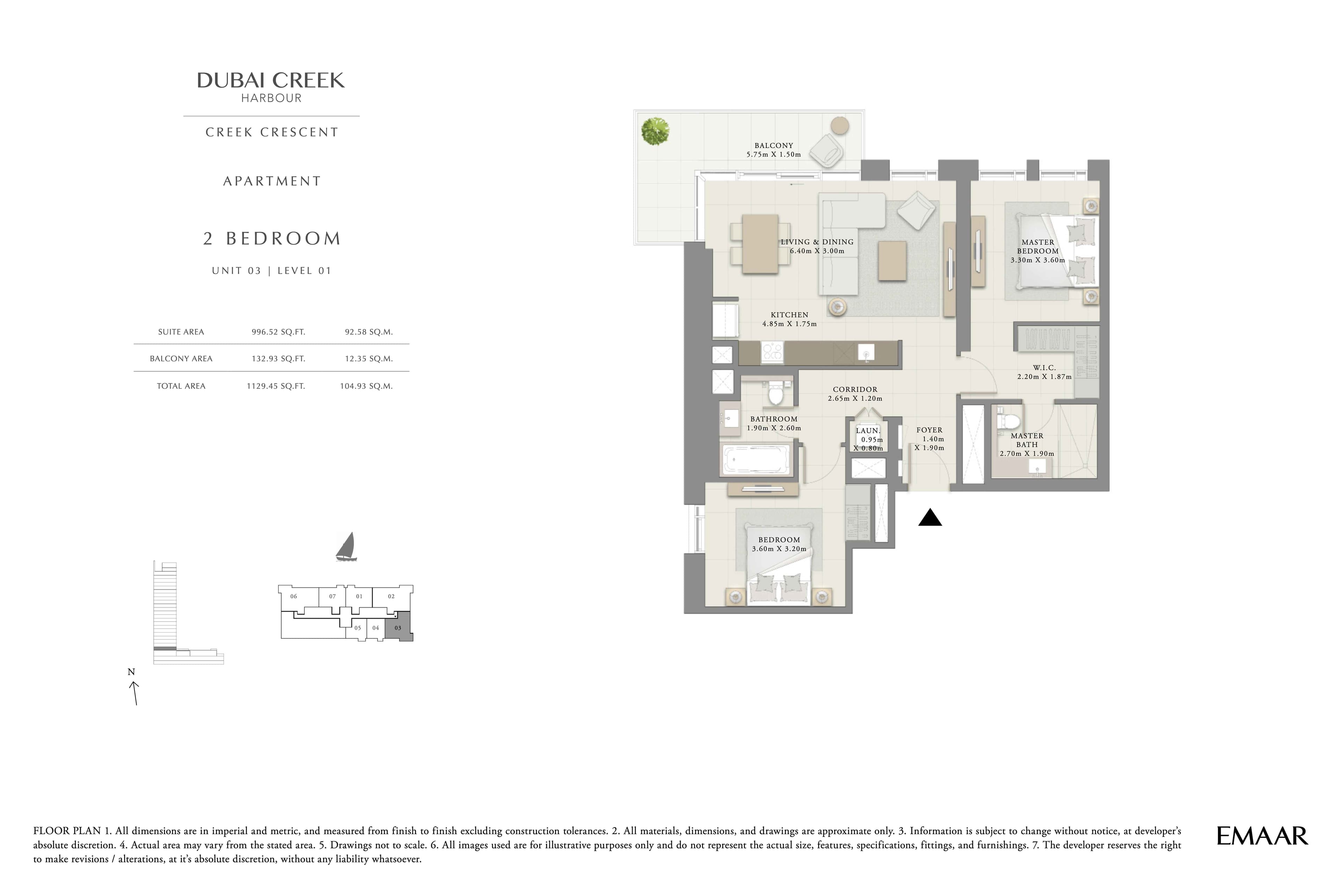 Creek Crescent, 2-Bed Floor Plan, type: 2BR - Unit 3 - Lvl 1