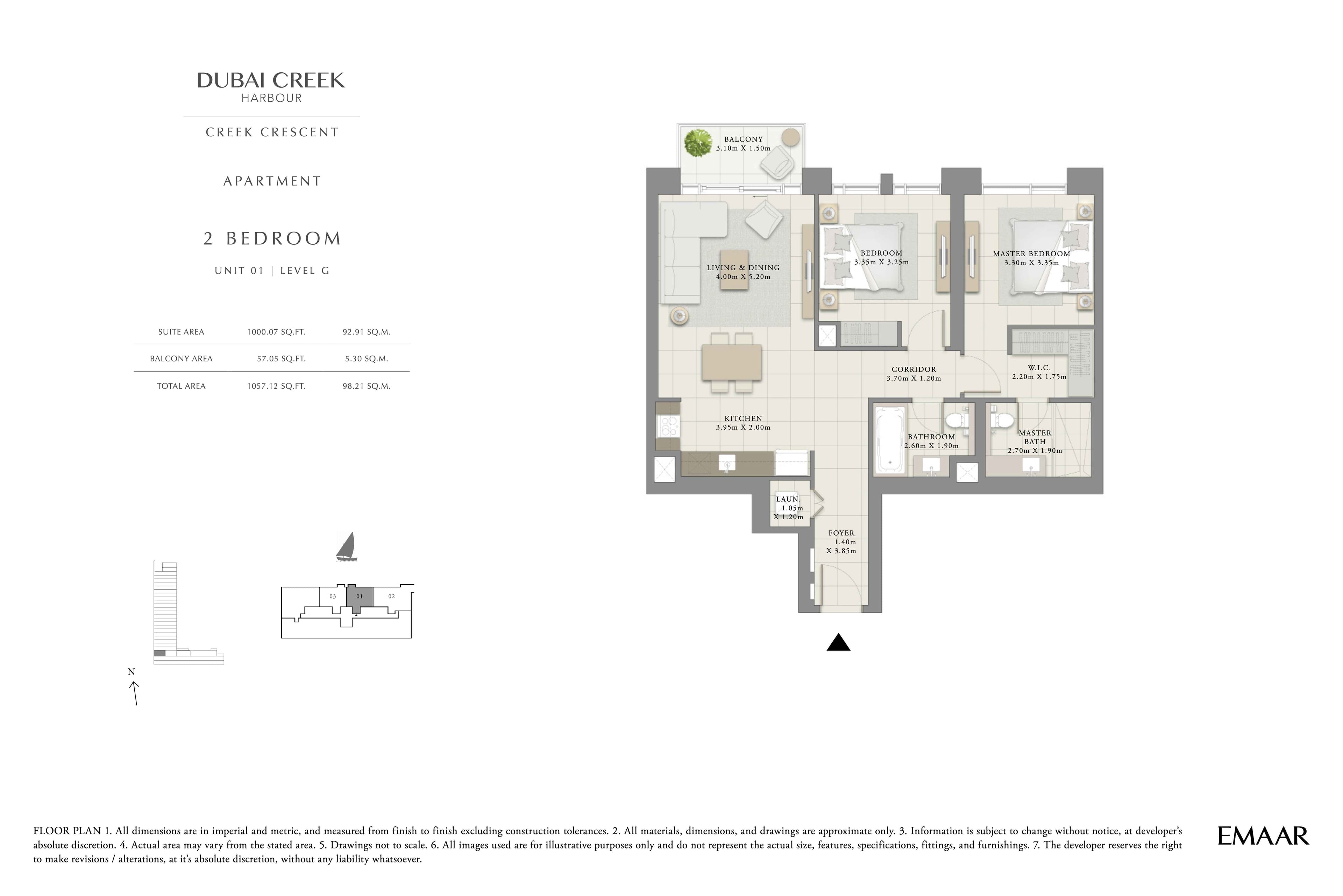 Creek Crescent, 2-Bed Floor Plan, type: 2BR - Unit 1 - Lvl G
