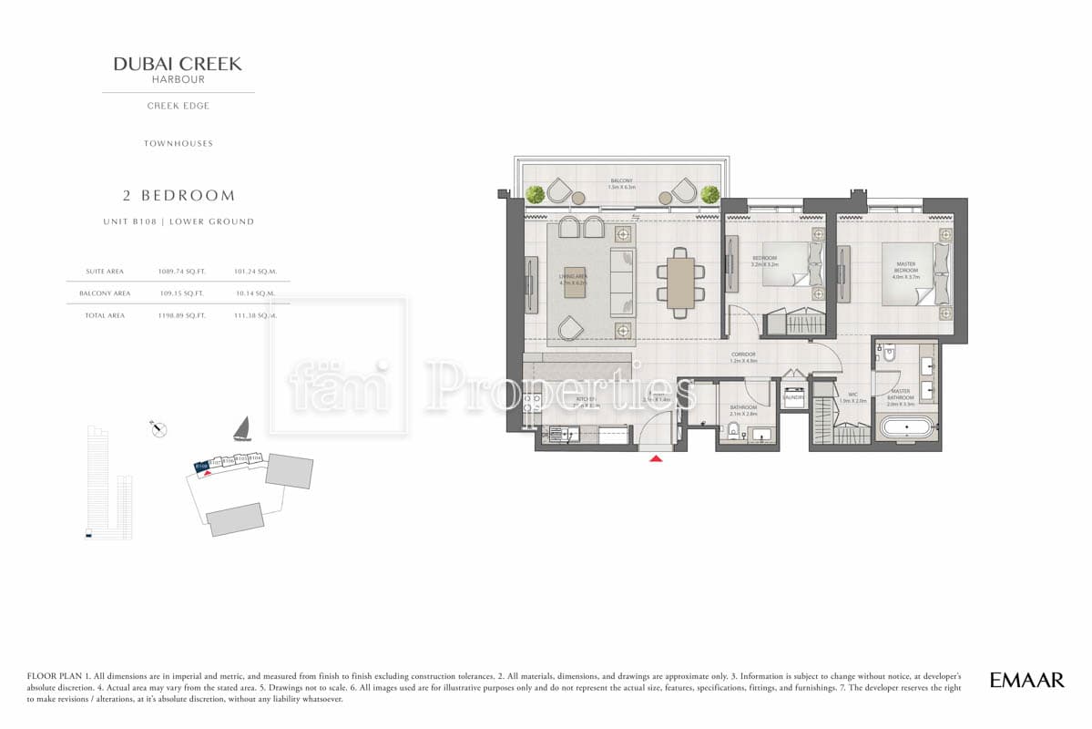 Creek Edge Tower 1, 2-Bed Floor Plan, type: 2 Bedroom