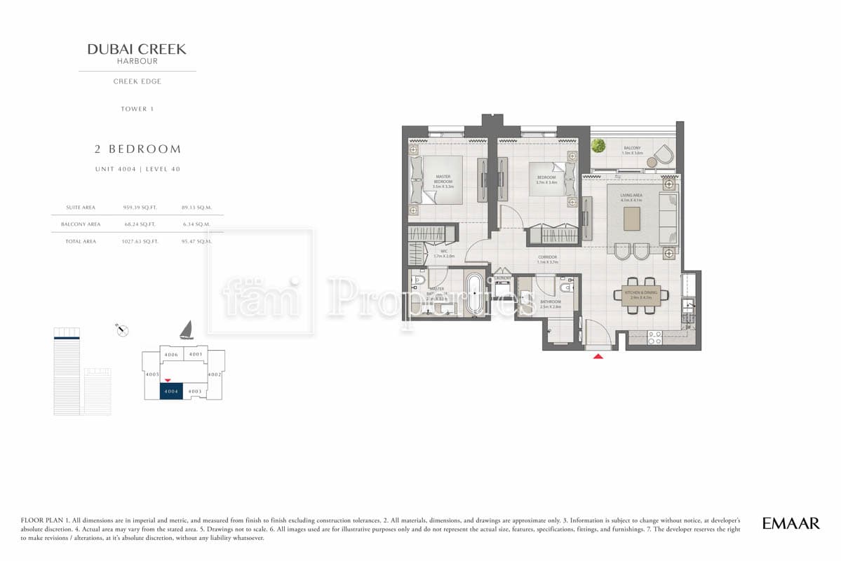 Creek Edge Tower 1, 2-Bed Floor Plan, type: 2 Bedroom