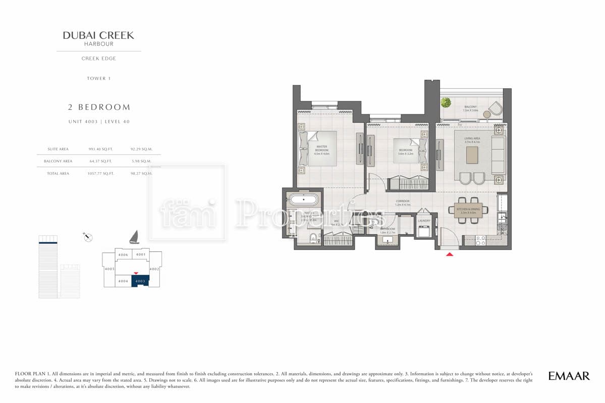 Creek Edge Tower 1, 2-Bed Floor Plan, type: 2 Bedroom