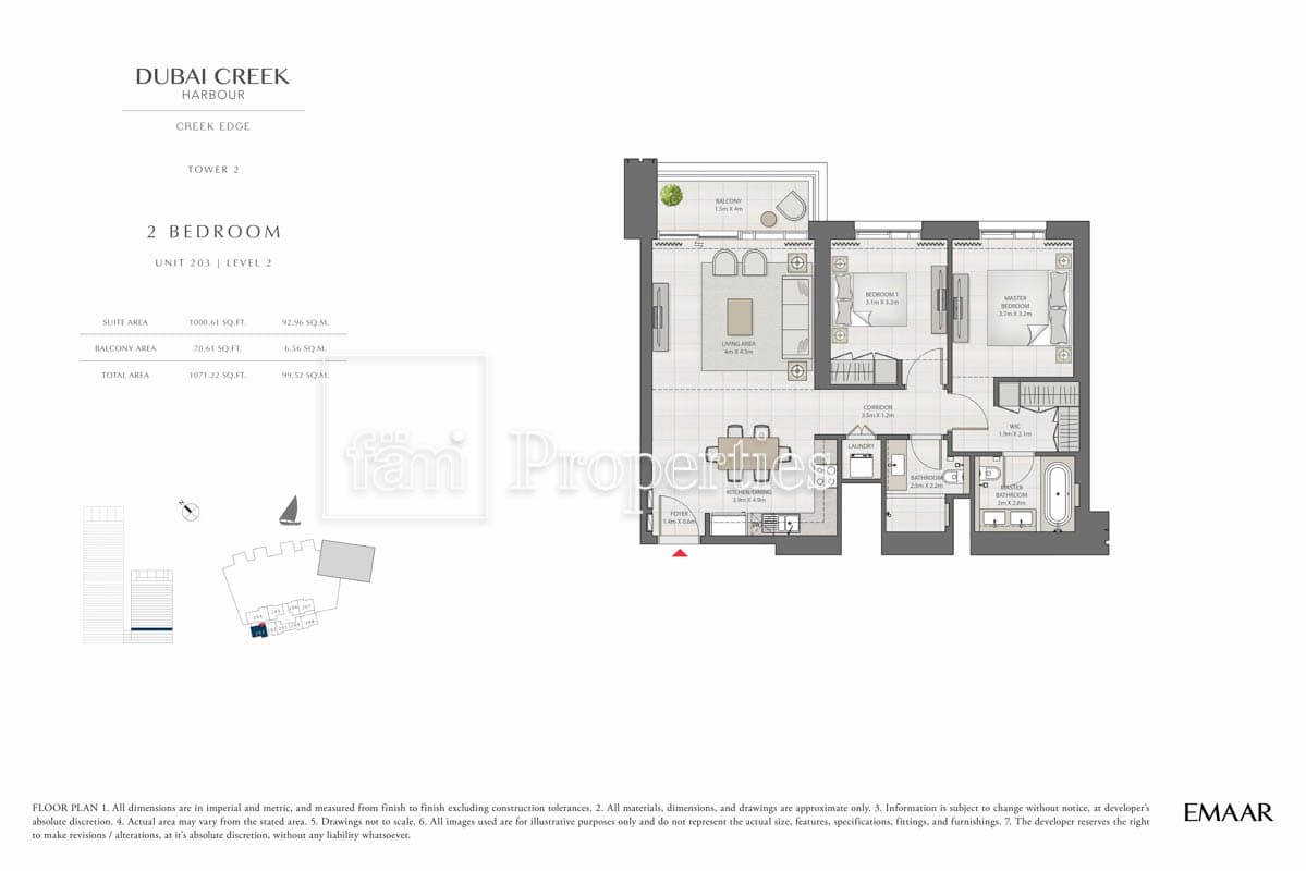 Creek Edge Tower 1, 2-Bed Floor Plan, type: 2 Bedroom
