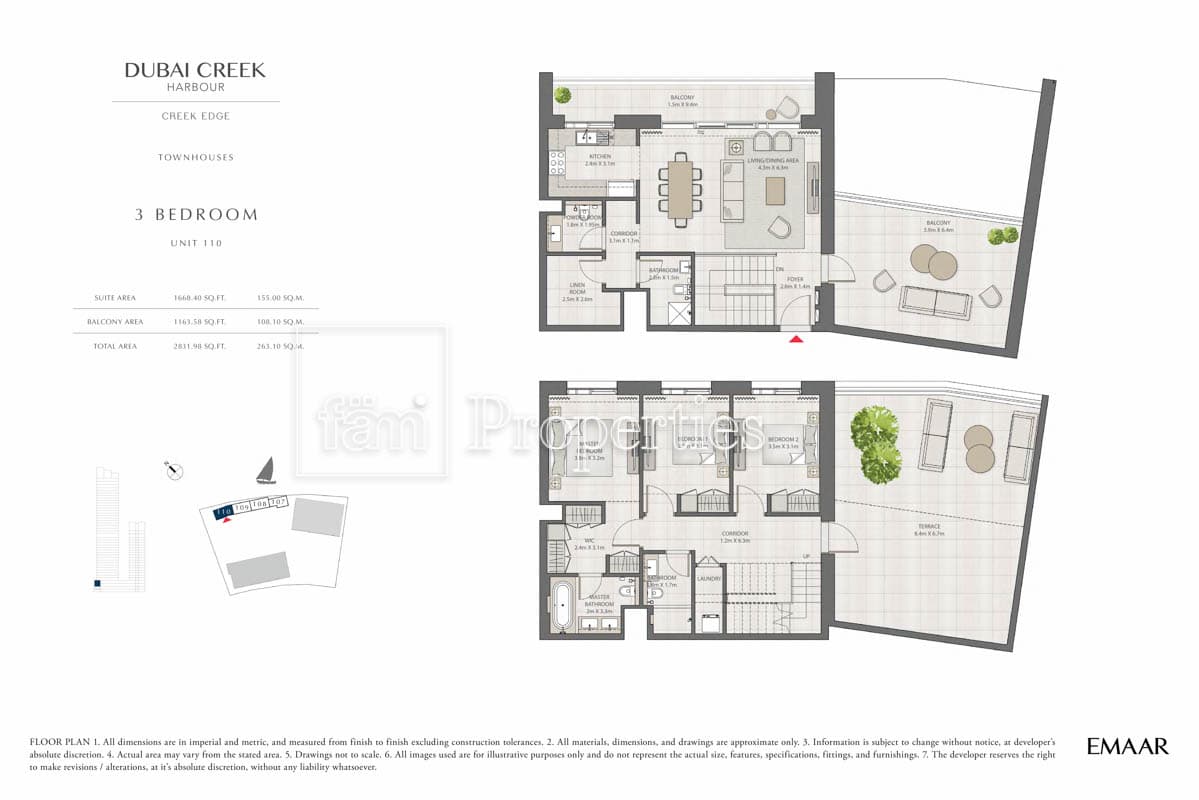 Creek Edge Tower 1, 3-Bed Floor Plan, type: 3 Bedroom