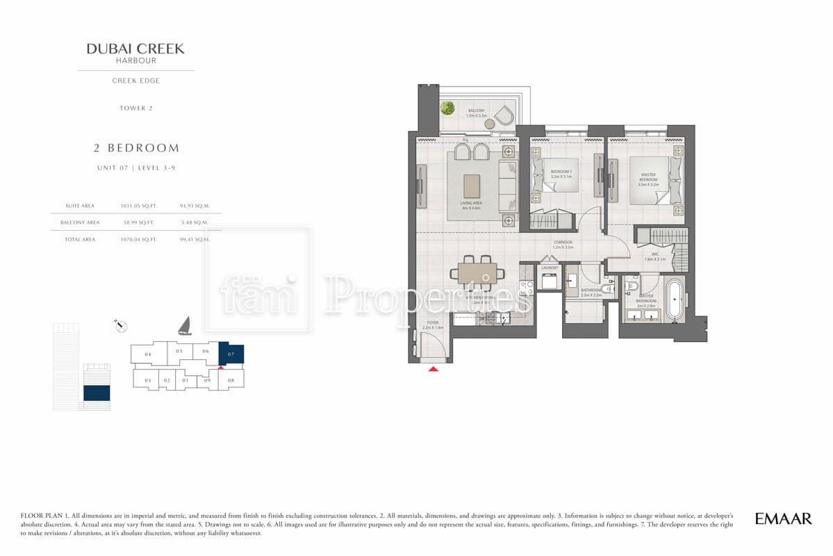 Creek Edge Tower 1, 2-Bed Floor Plan, type: 2 Bedroom