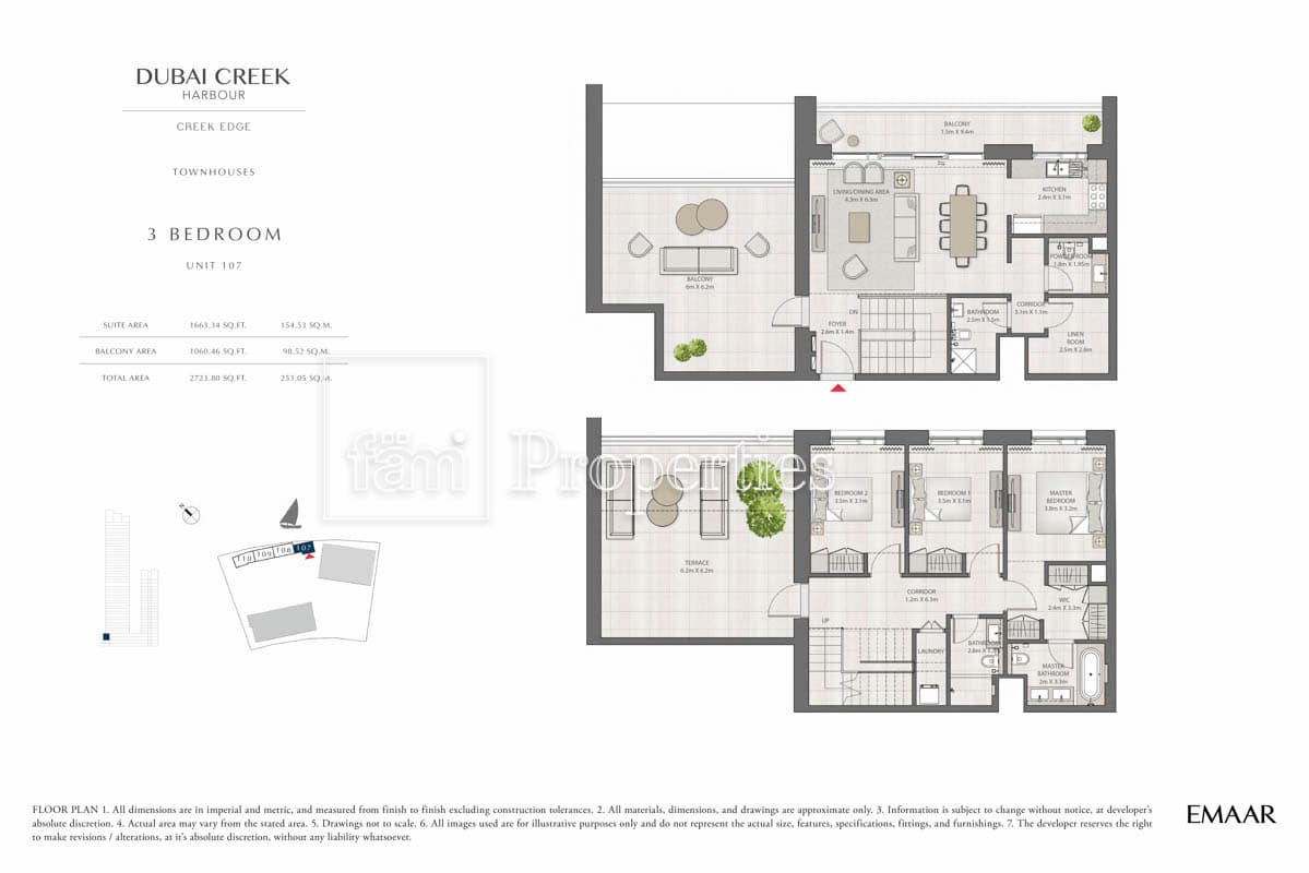 Creek Edge Tower 1, 3-Bed Floor Plan, type: 3 Bedroom