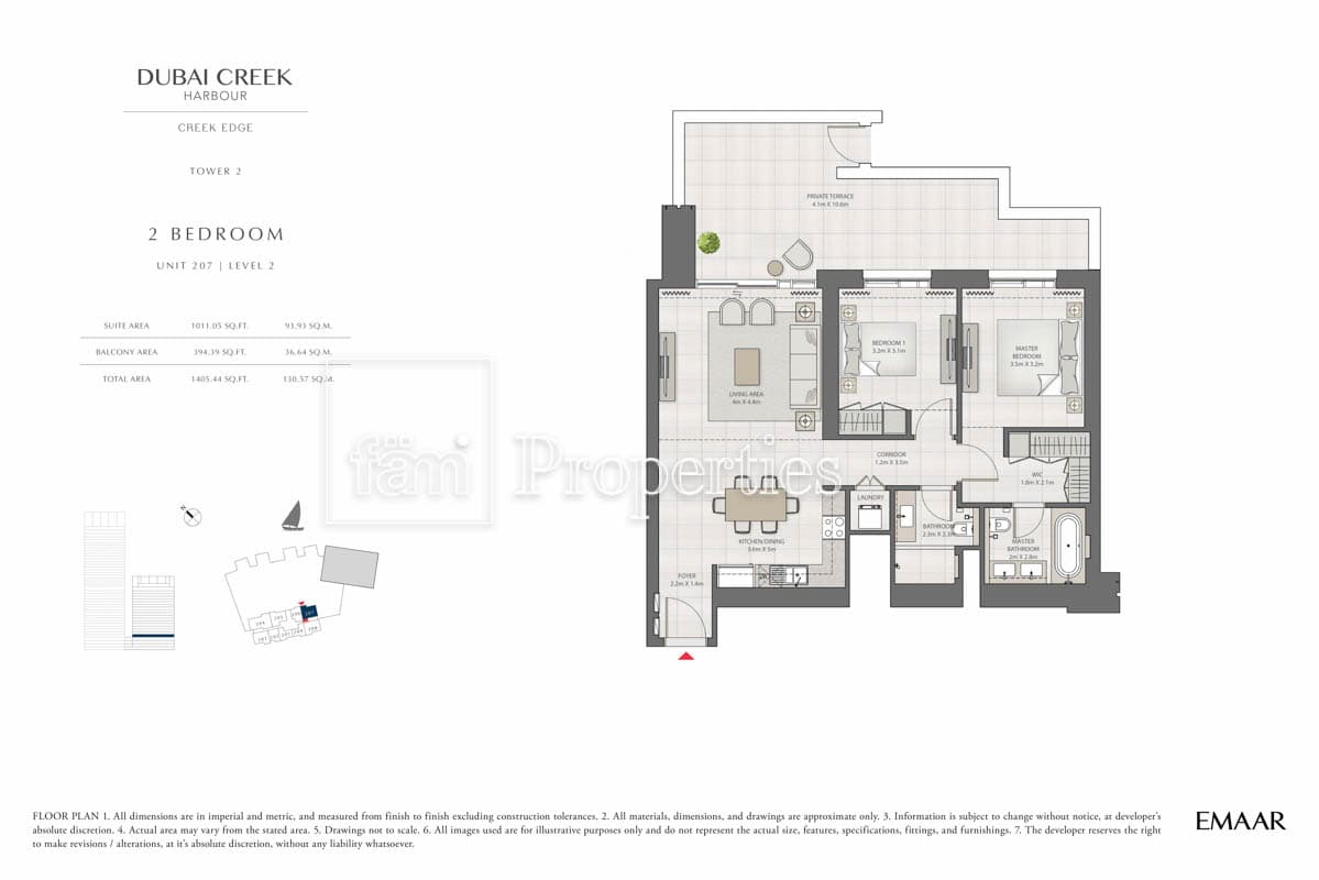 Creek Edge Tower 1, 2-Bed Floor Plan, type: 2 Bedroom