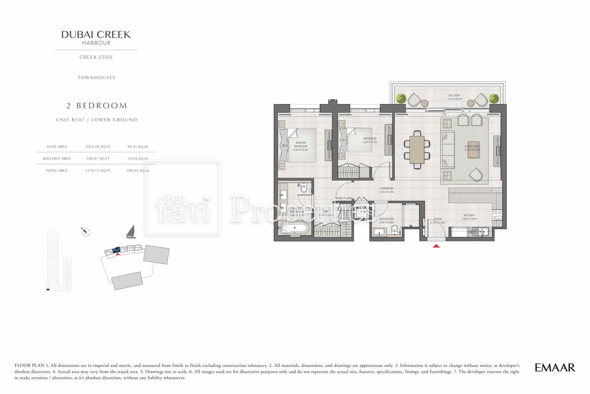 Creek Edge Tower 1, 2-Bed Floor Plan, type: 2 Bedroom