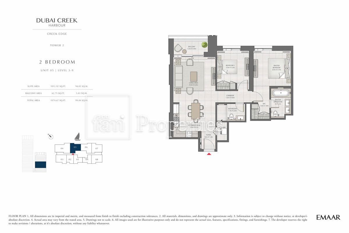 Creek Edge Tower 1, 2-Bed Floor Plan, type: 2 Bedroom