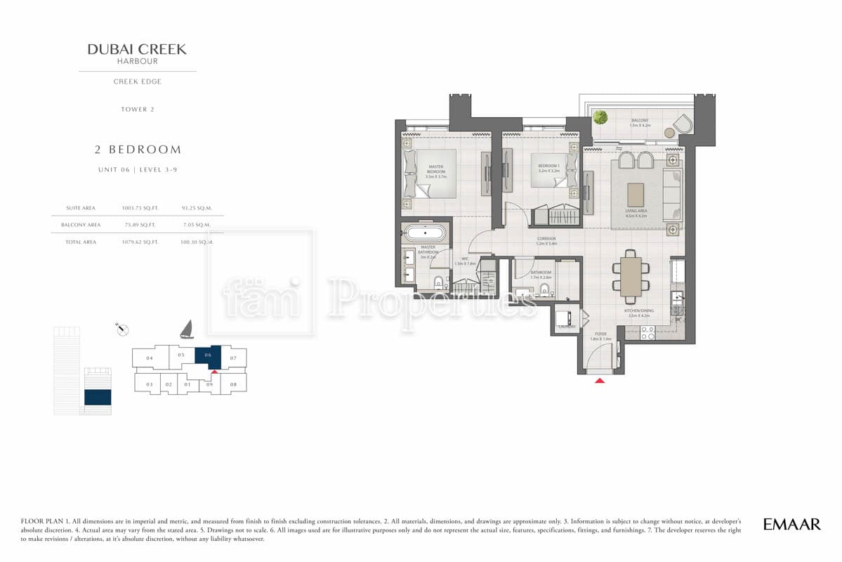 Creek Edge Tower 1, 2-Bed Floor Plan, type: 2 Bedroom
