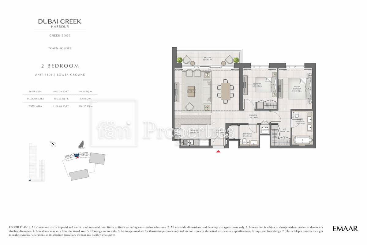 Creek Edge Tower 1, 2-Bed Floor Plan, type: 2 Bedroom